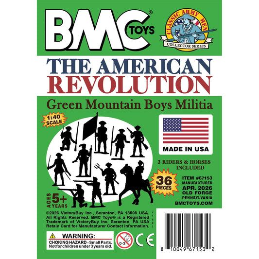BMC Toys Classic MPC American Revoutionary War Green Mountain Boys Colonial Militia Soldier Figures Insert Art