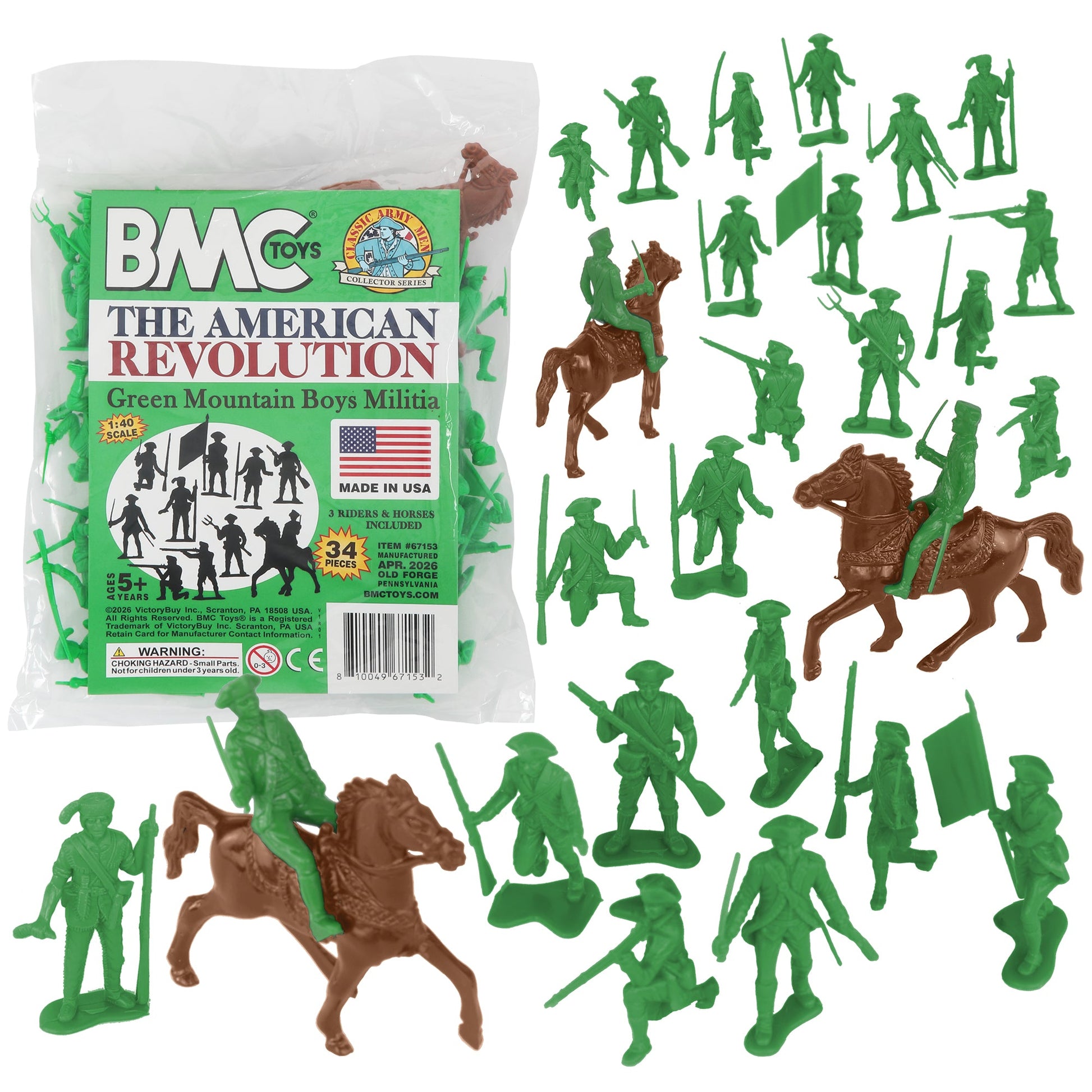 BMC Toys Classic MPC American Revoutionary War Green Mountain Boys Colonial Militia Soldier Figures Main Image