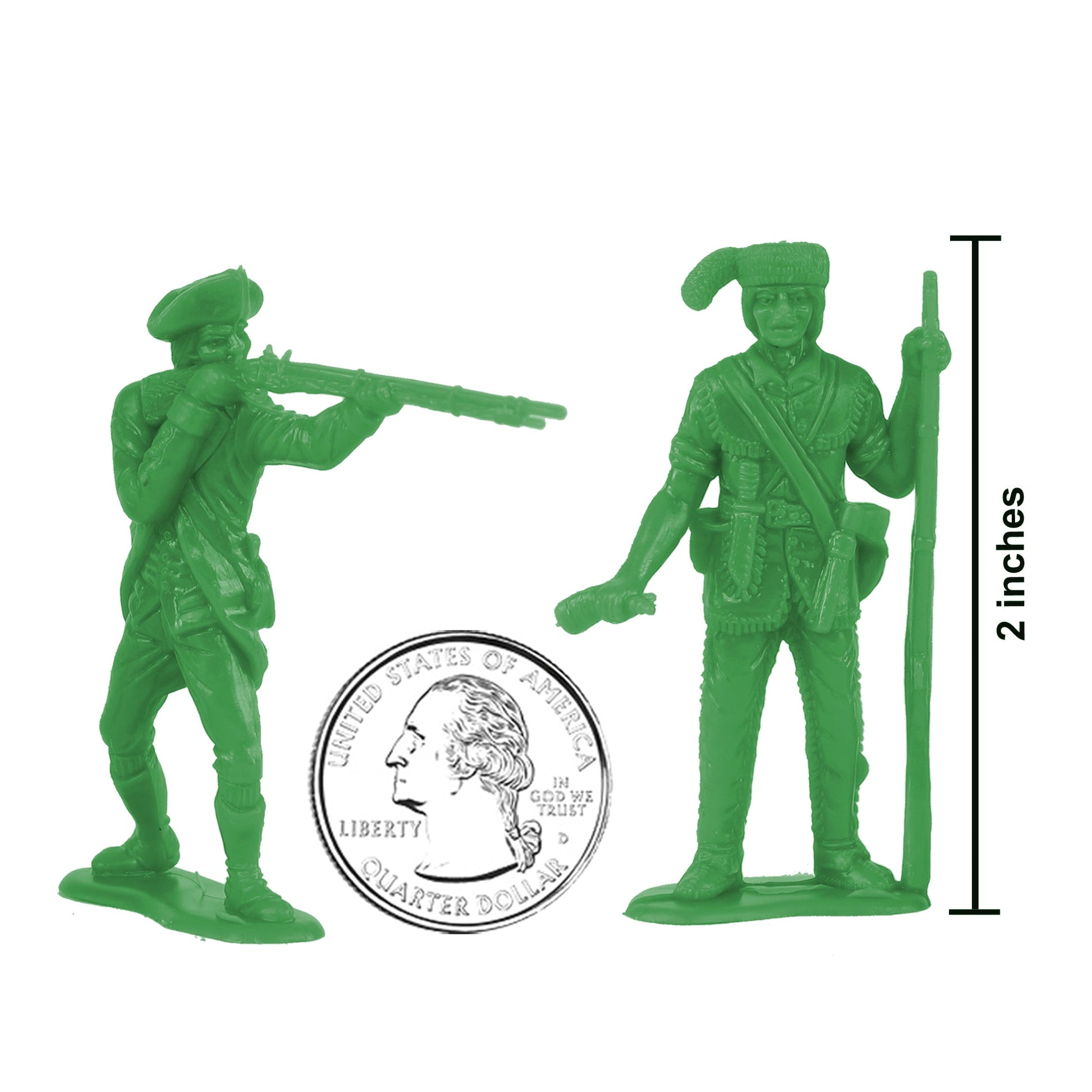 BMC Toys Classic MPC American Revoutionary War Colonial French Medium-Green Soldier Figures Scale