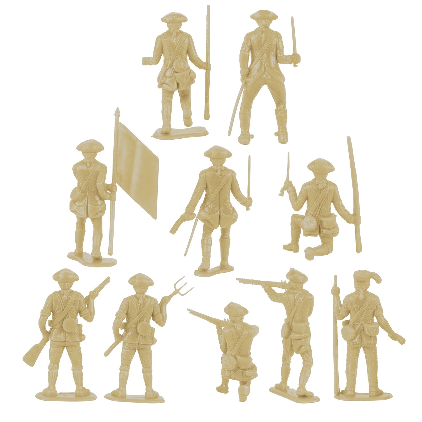 BMC Toys Classic MPC American Revoutionary War Colonial French Tan Soldier Figures Close Up Back View