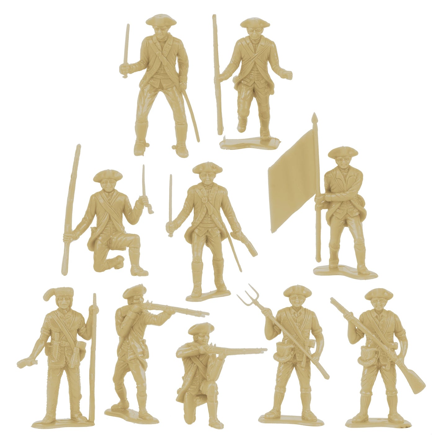 BMC Toys Classic MPC American Revoutionary War Colonial French Tan Soldier Figures Close Up