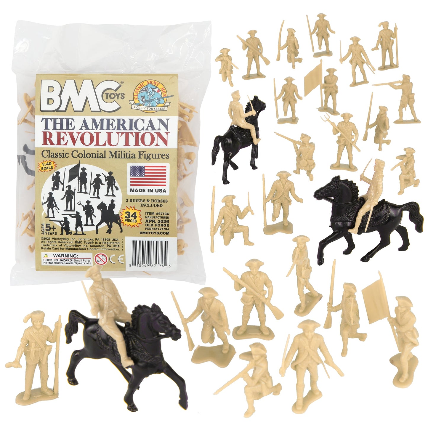 BMC Toys Classic MPC American Revoutionary War Colonial Militia Tan Soldier Figures Main Image