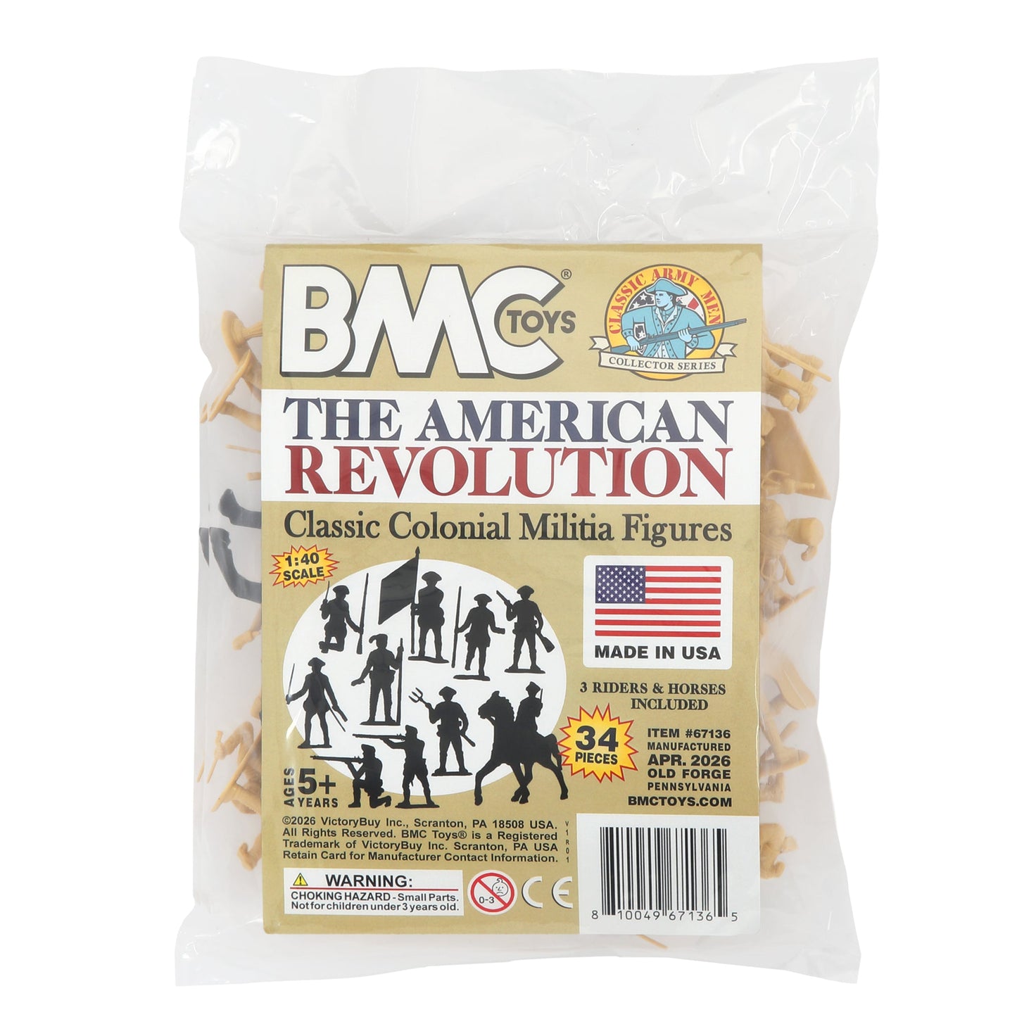 BMC Toys Classic MPC American Revoutionary War Colonial Militia Tan Soldier Figures Package