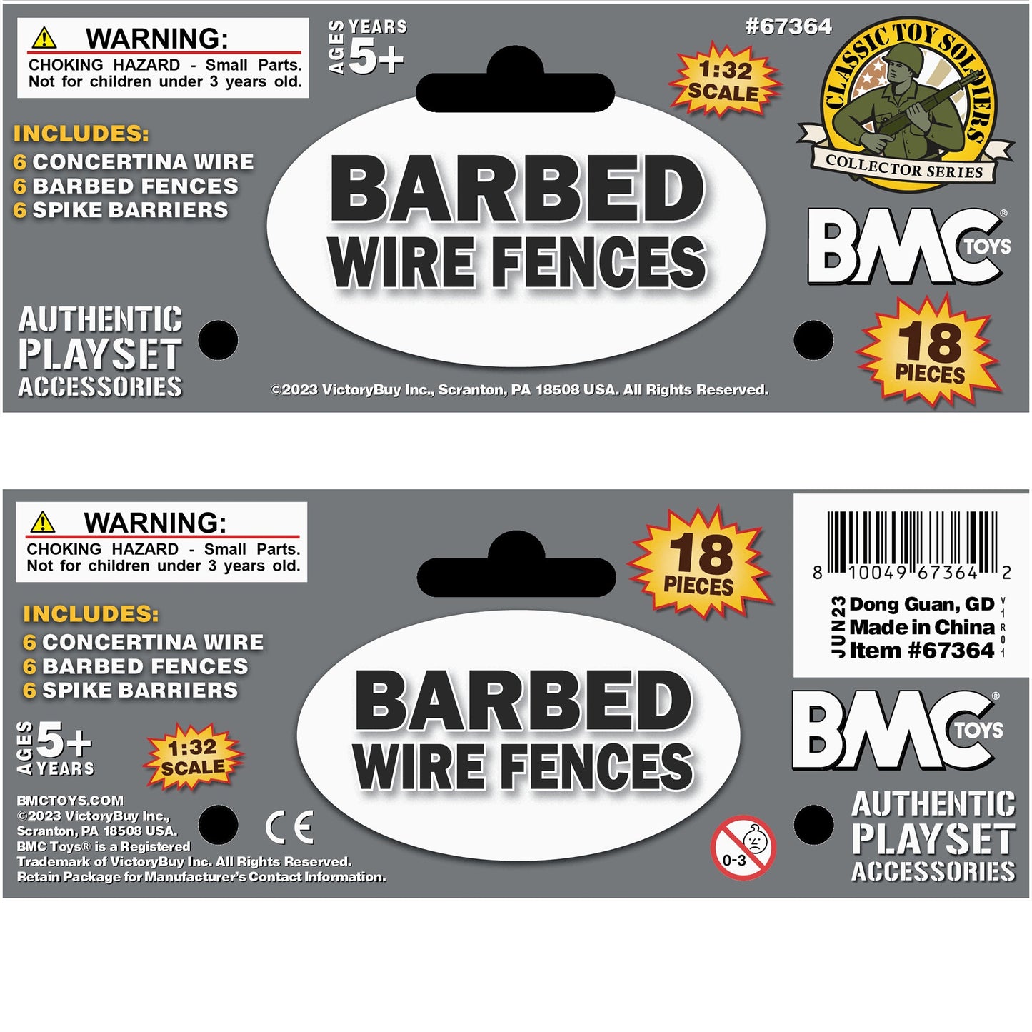 BMC Toys Classic Toy Soldiers Accessory Barbed Wire Gray Playset Accessories Header Card Art