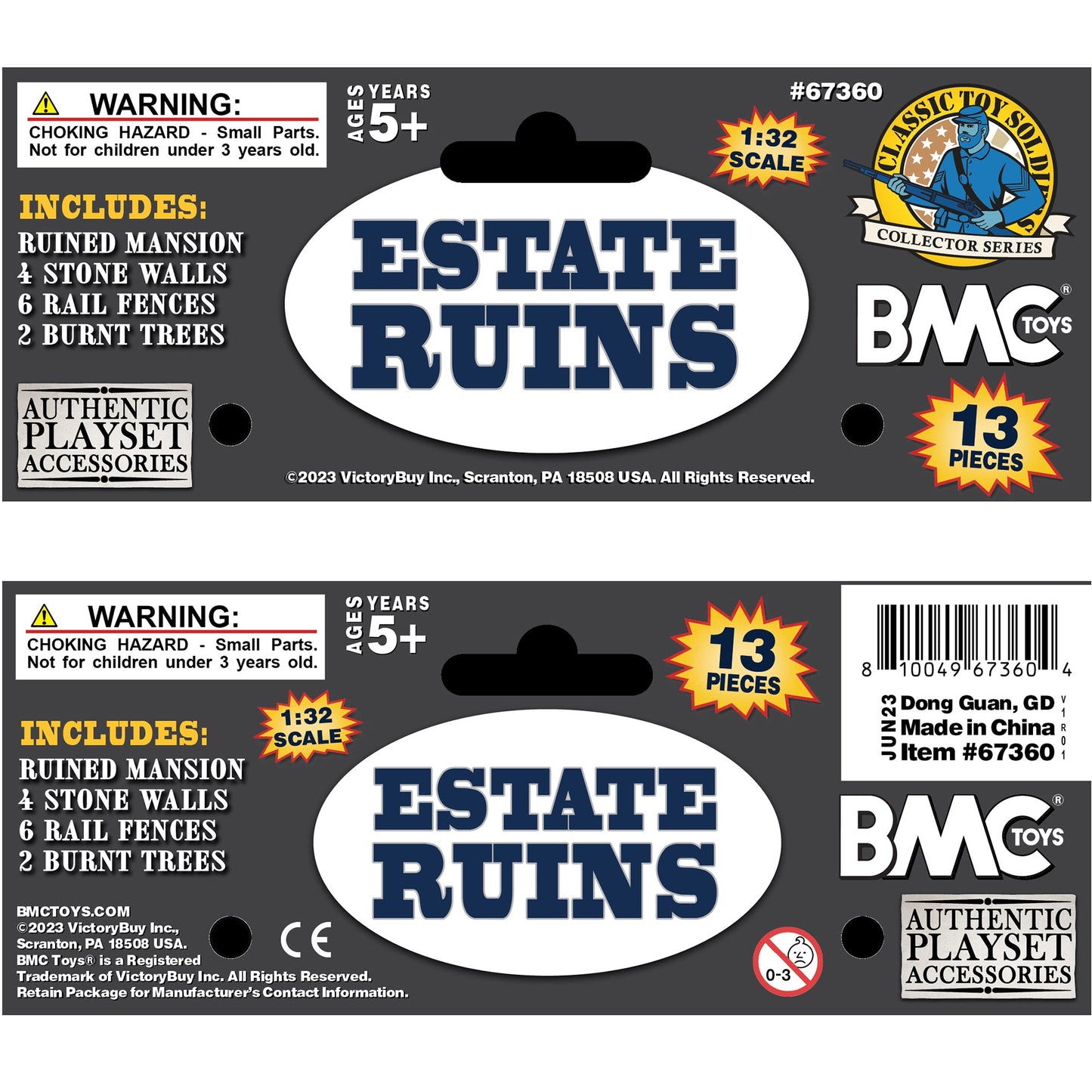 BMC Toys Classic Toy Soldiers Accessory Estate Ruins Playset Accessories Package Header Card Art