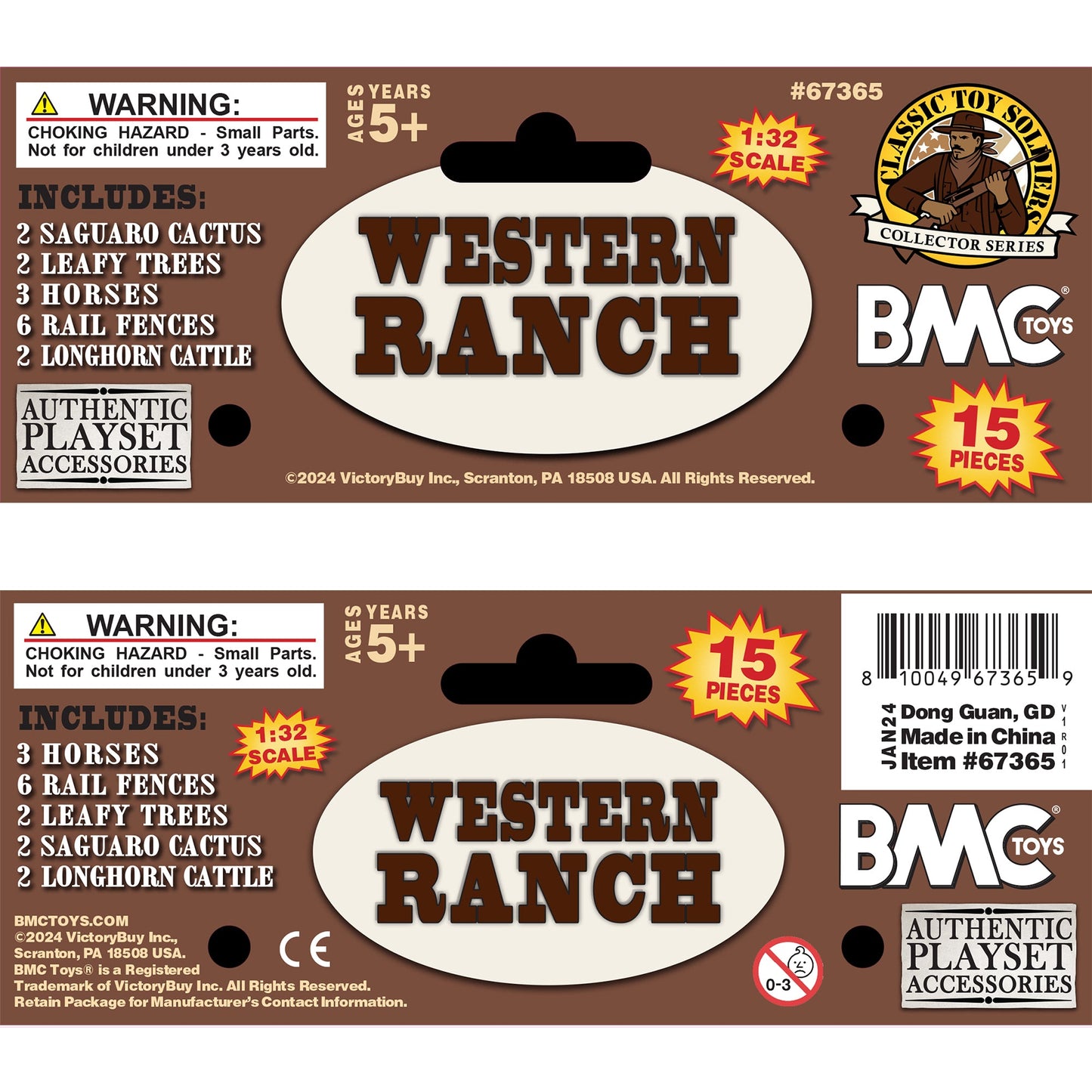 BMC Toys Classic Toy Soldiers Western Ranch Playset Accessories Header Card Art