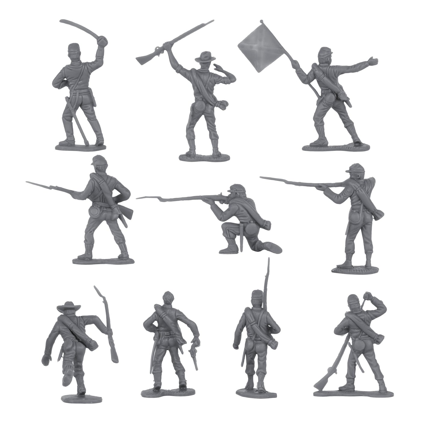 BMC Toys Classic Toy Soldiers American Civil War Marx Gray Close Up Back View
