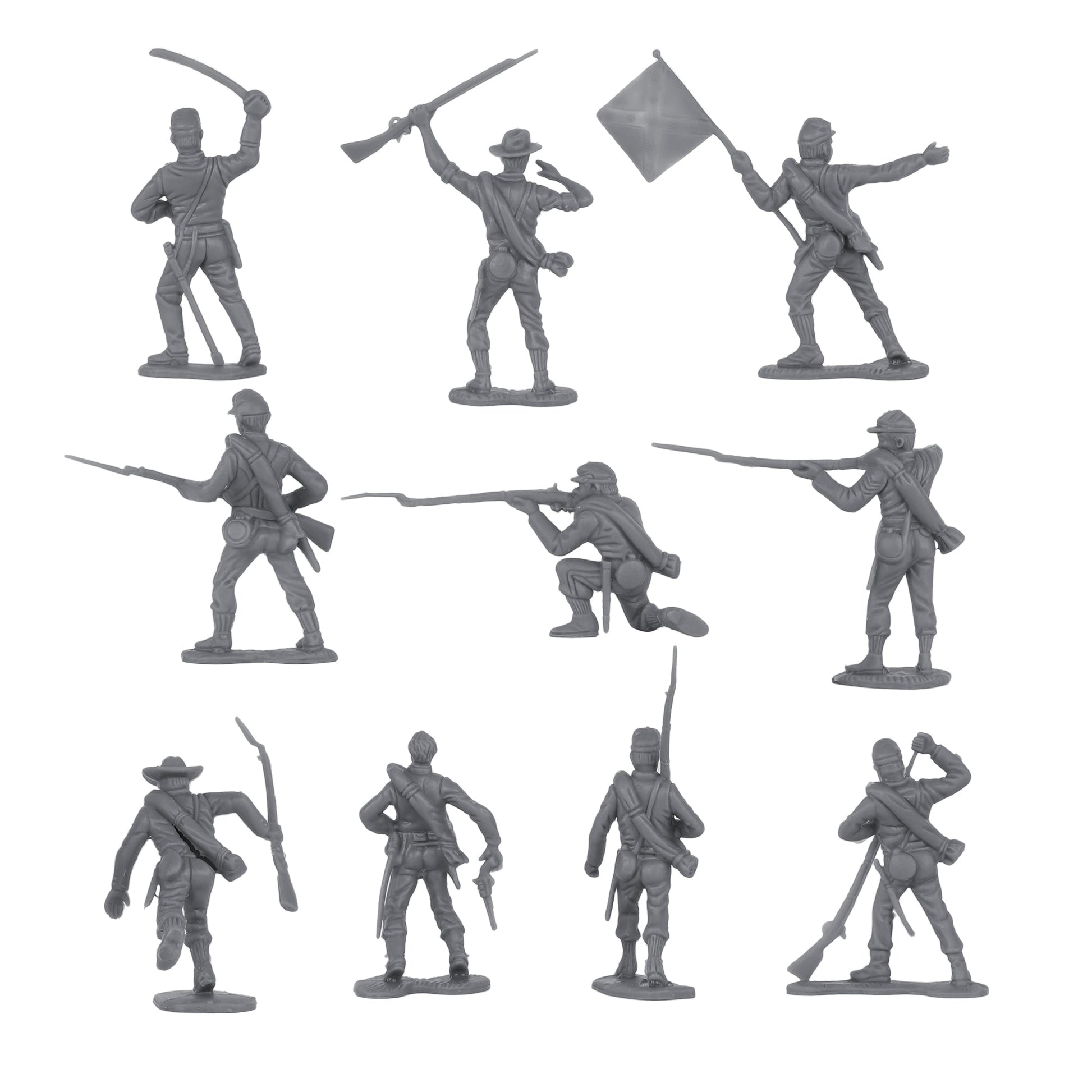 BMC Toys Classic Toy Soldiers American Civil War Marx Gray Close Up Back View