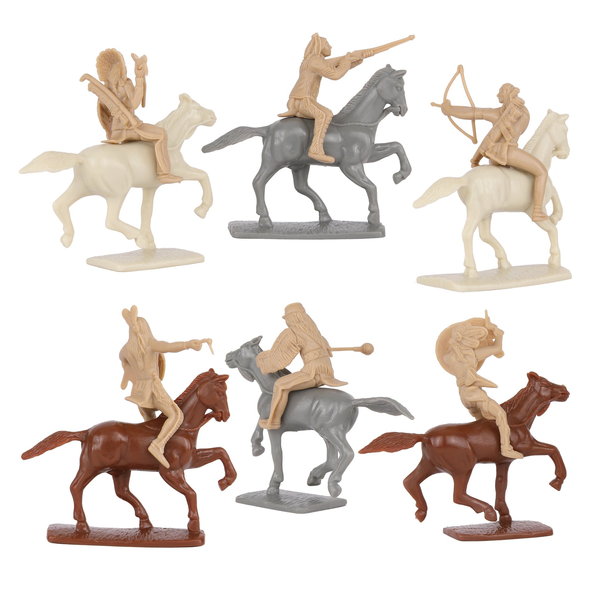 BMC Toys Classic Toy Soldiers Battle of Little Bighorn 20pc Figure Set Mounted Sioux Close Up Back View