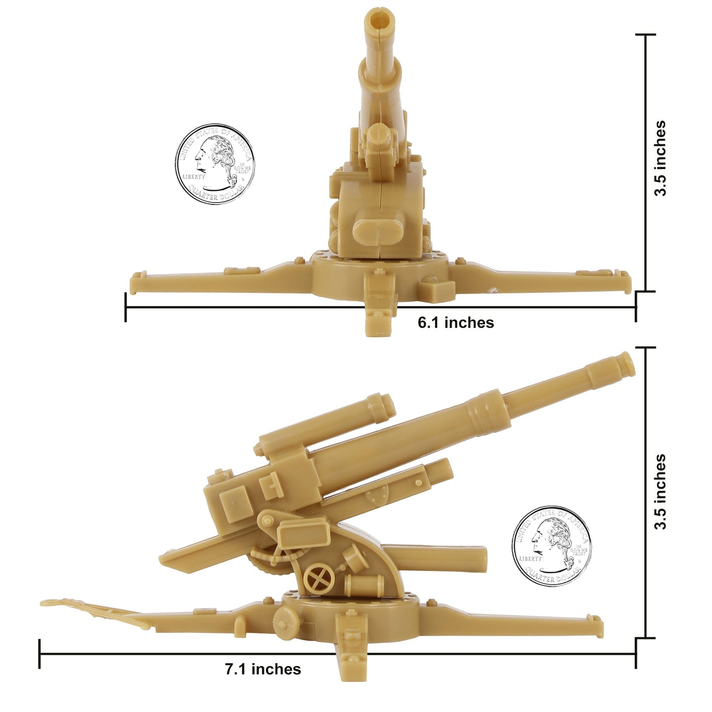 BMC Toys Classic Toy Soldiers WW2 German 88mm Artillery Tan Scale