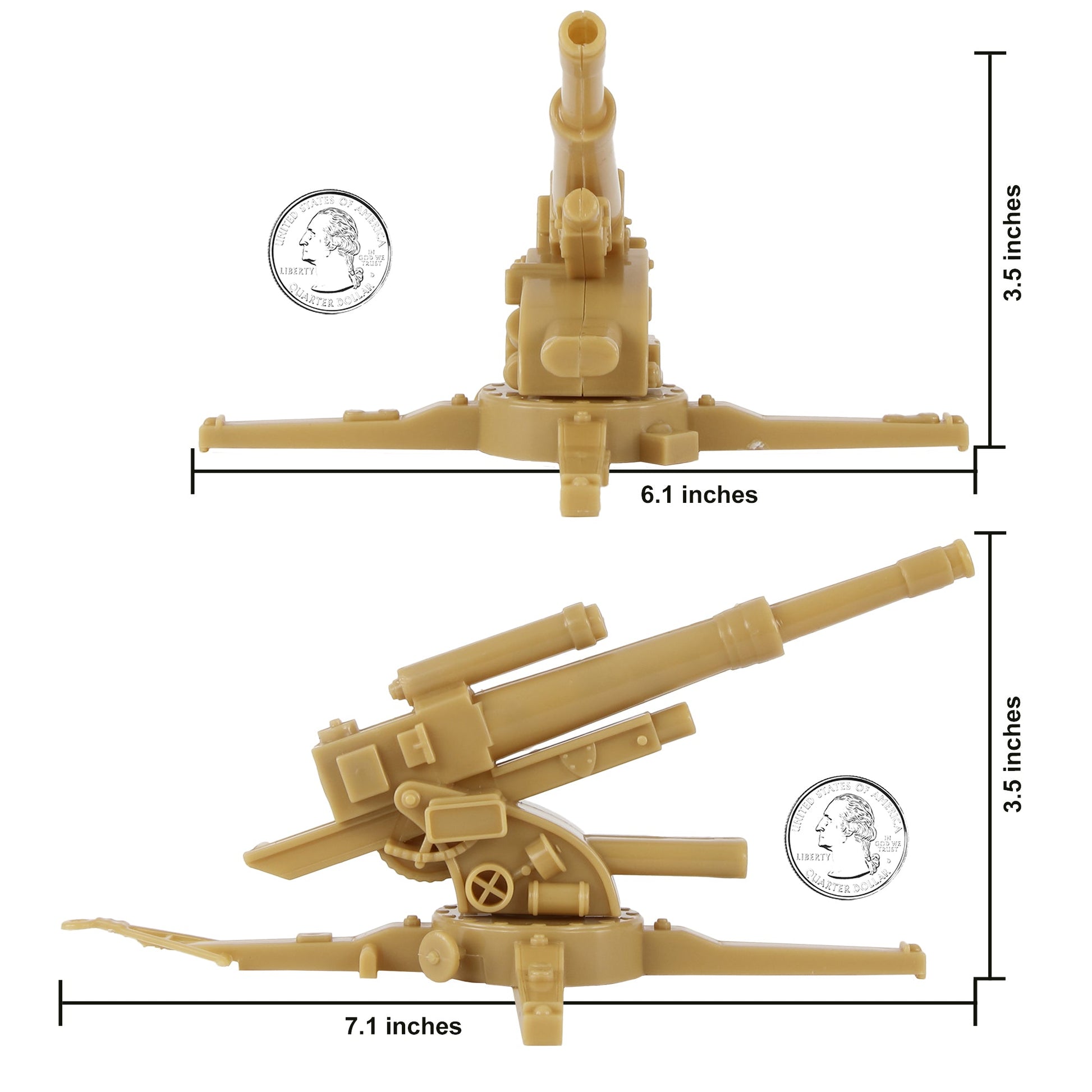 BMC Toys Classic Toy Soldiers WW2 German 88mm Artillery Tan Scale