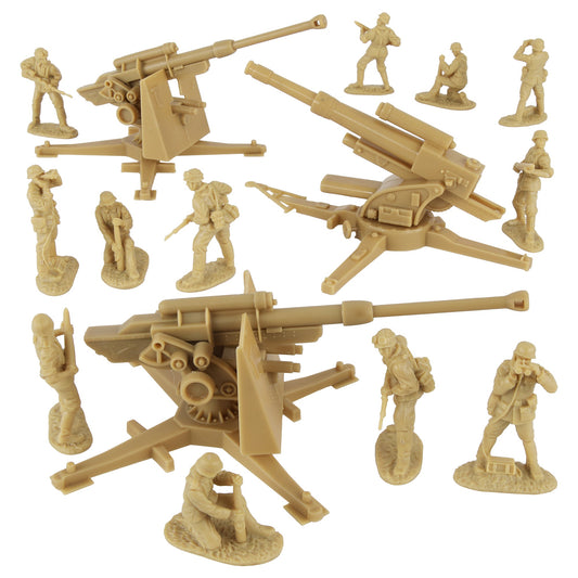 BMC Toys Classic Toy Soldiers WW2 German Artillery Tan Playset Accessories Vignette
