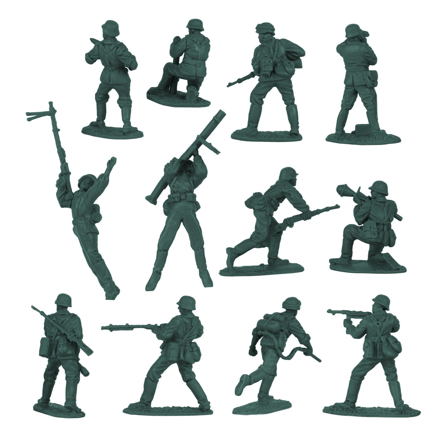 BMC Toys Classic Toy Soldiers WW2 German Assault Support Figures Forest-Green Close Up A Back
