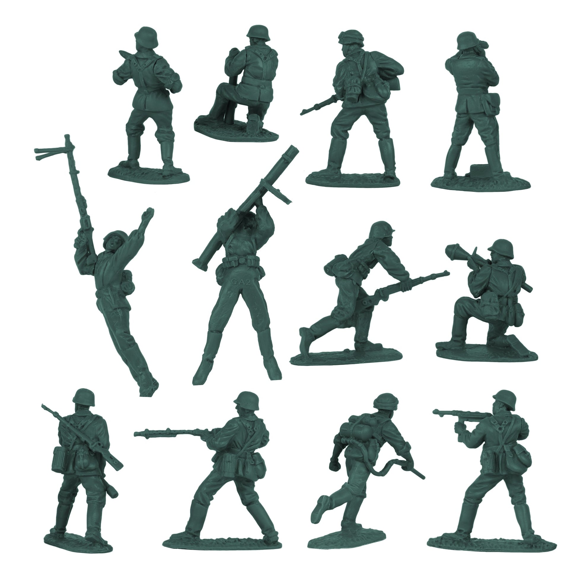 BMC Toys Classic Toy Soldiers WW2 German Assault Support Figures Forest-Green Close Up A Back