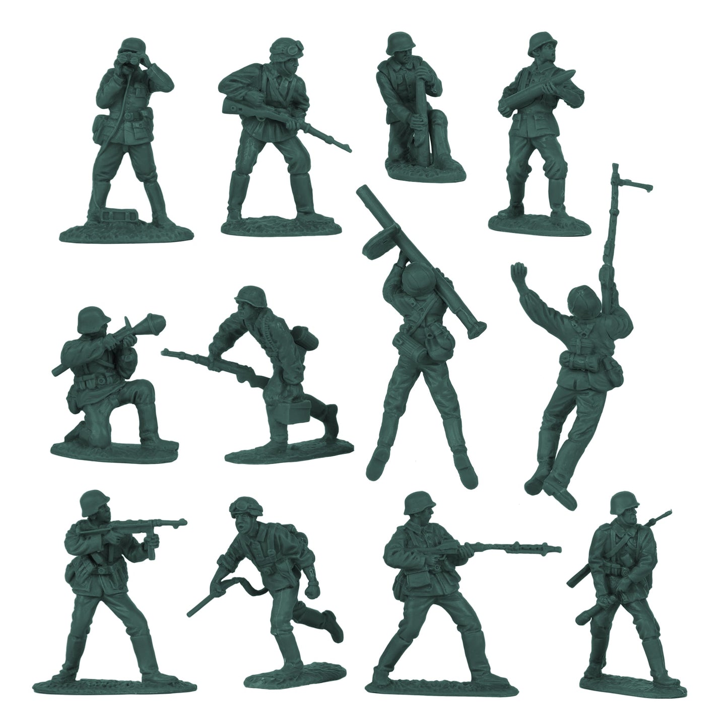 BMC Toys Classic Toy Soldiers WW2 German Assault Support Figures Forest-Green Close Up A