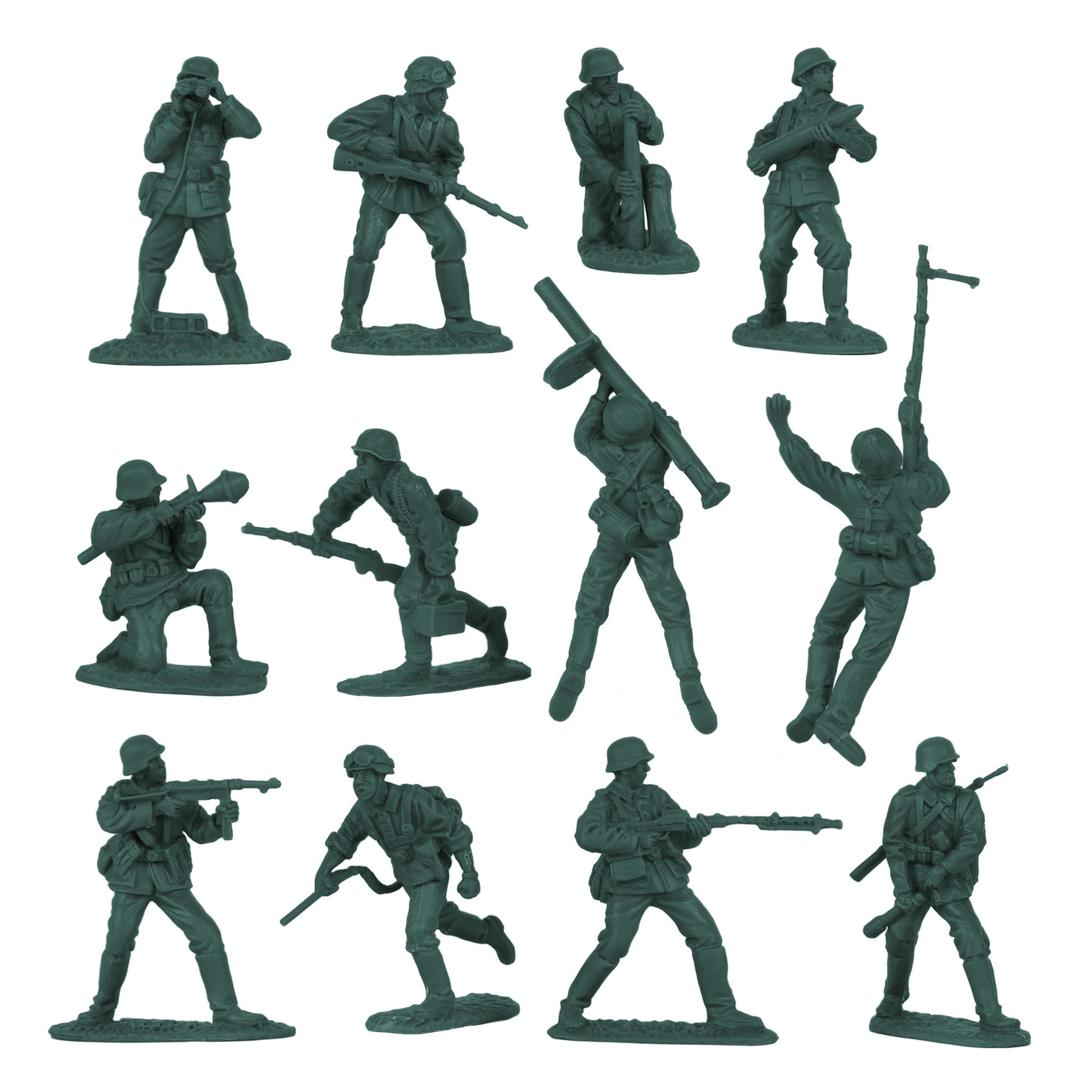 BMC Toys Classic Toy Soldiers WW2 German Assault Support Figures Forest-Green Close Up A