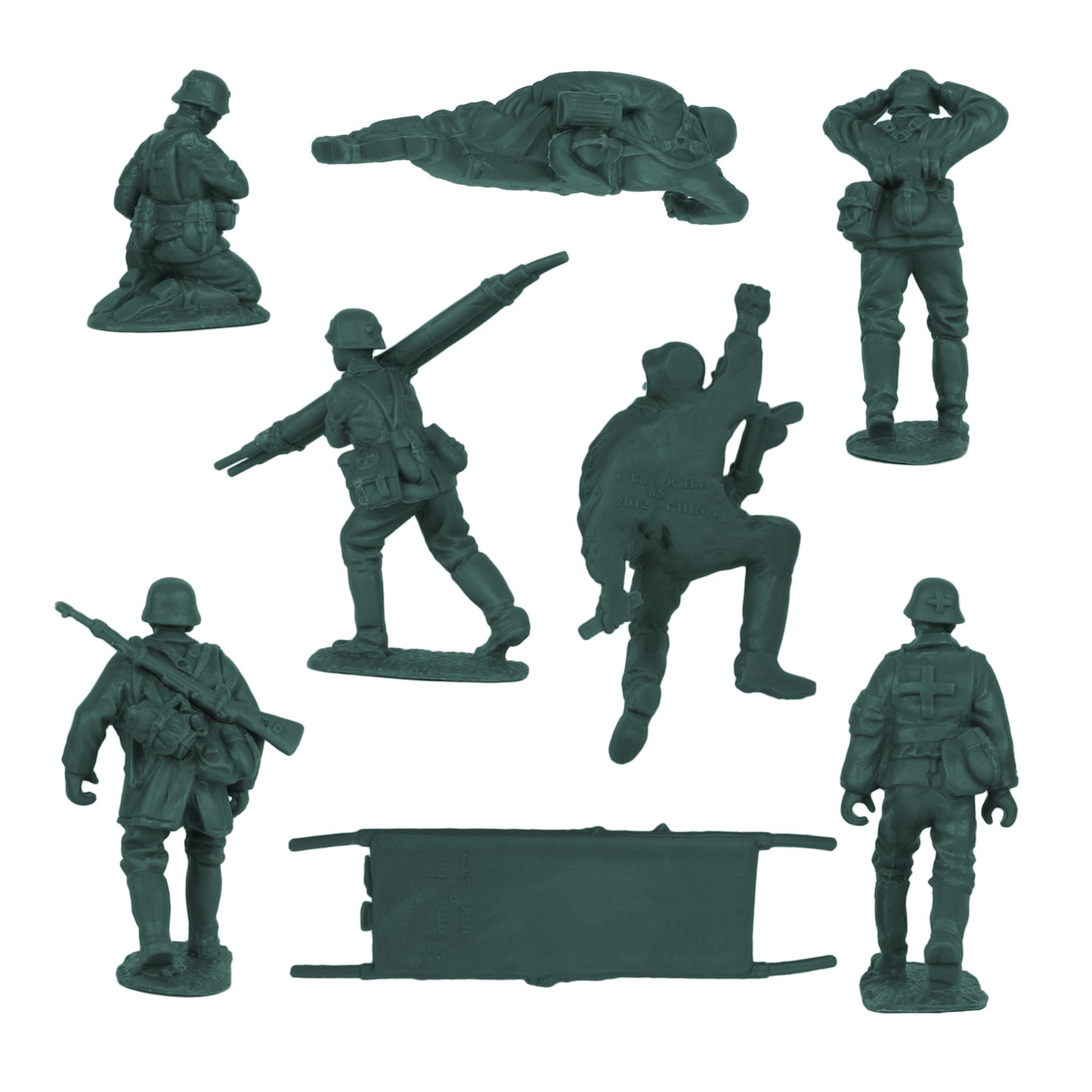 BMC Toys Classic Toy Soldiers WW2 German Assault Support Figures Forest-Green Close Up B Back