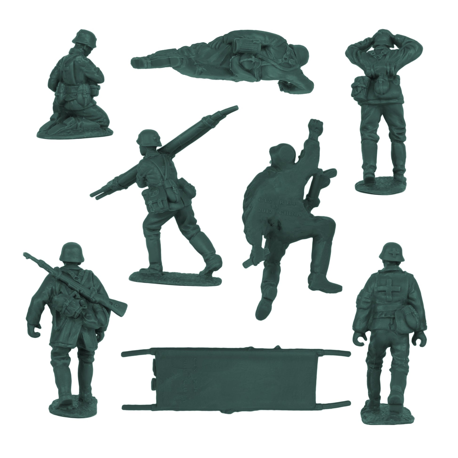 BMC Toys Classic Toy Soldiers WW2 German Assault Support Figures Forest-Green Close Up B Back