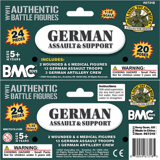 BMC Toys Classic Toy Soldiers WW2 German Assault Support Figures Forest-Green Header Card Art