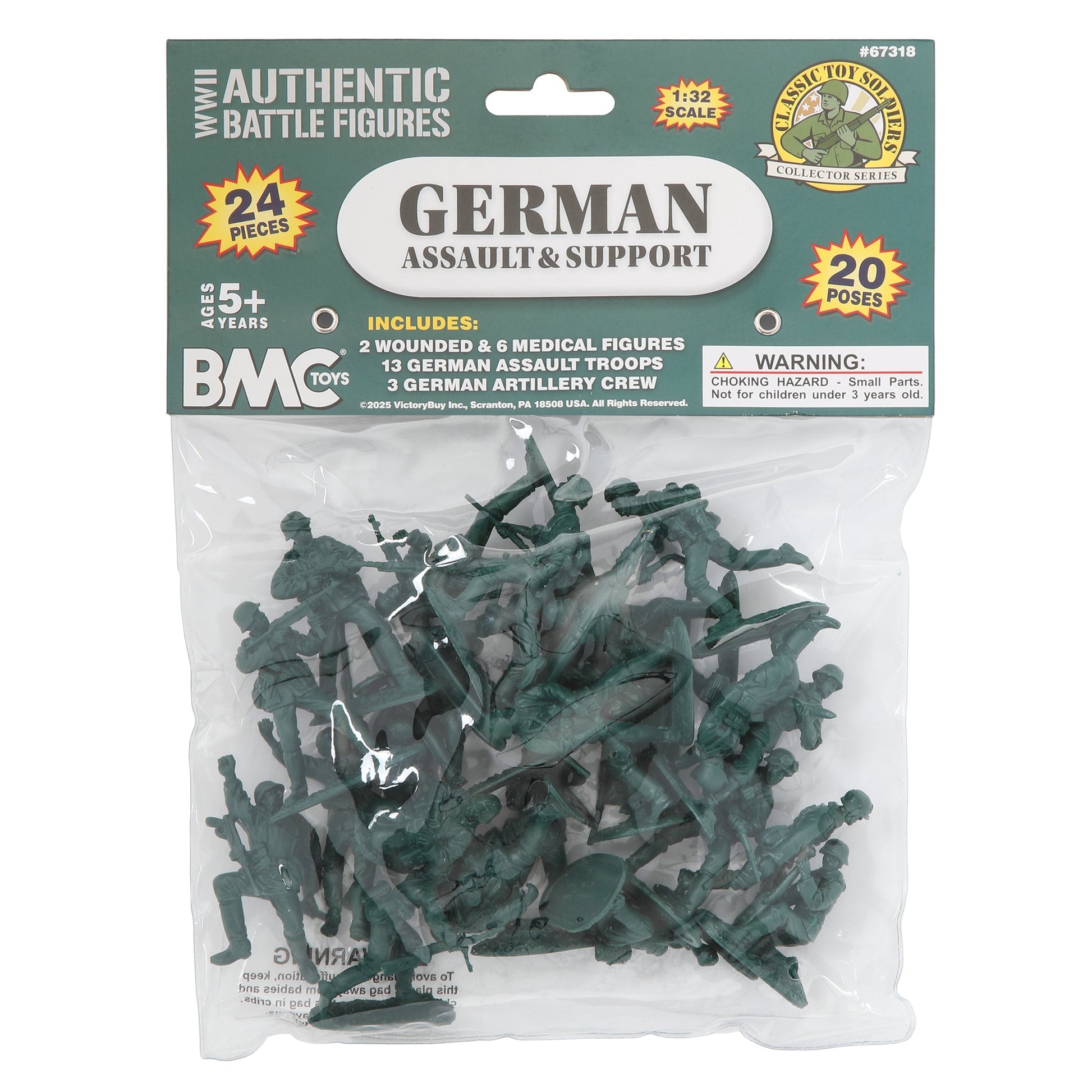 BMC Toys Classic Toy Soldiers WW2 German Assault Support Figures Forest-Green Package