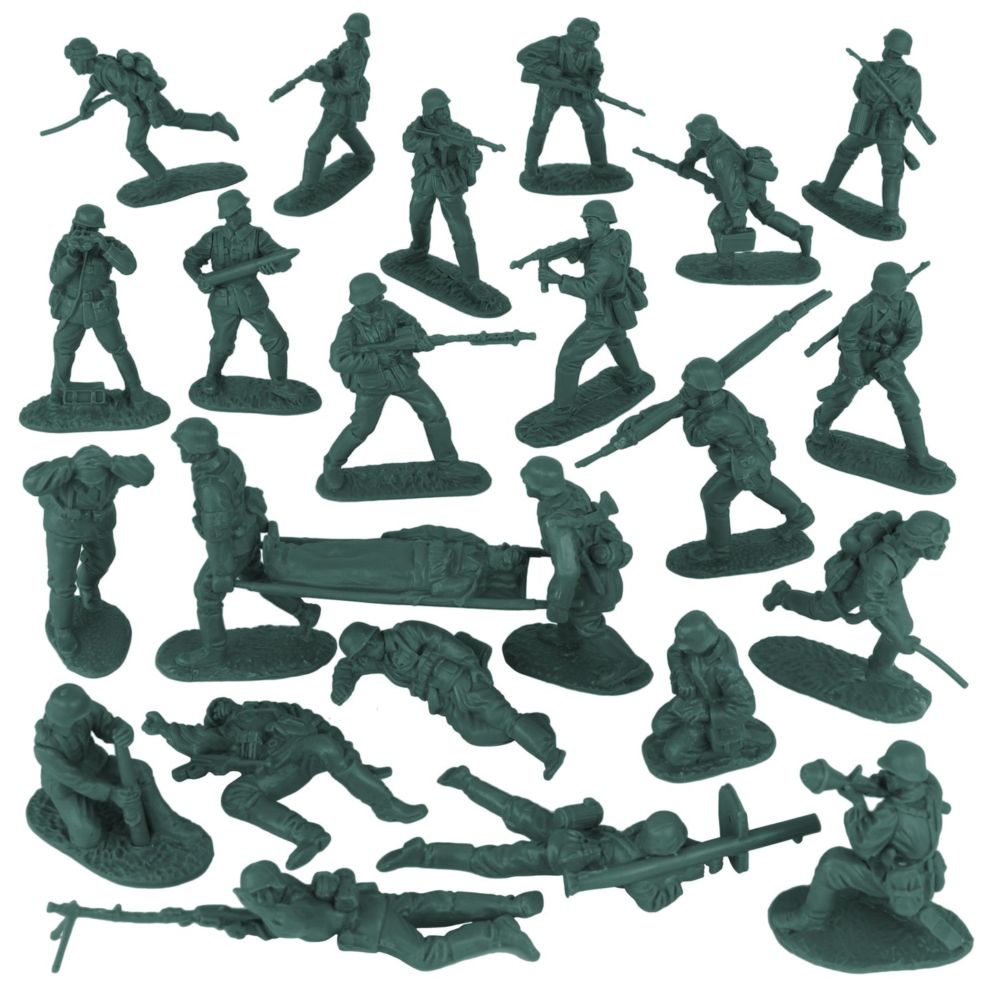 BMC Toys Classic Toy Soldiers WW2 German Assault Support Figures Forest-Green Vignette