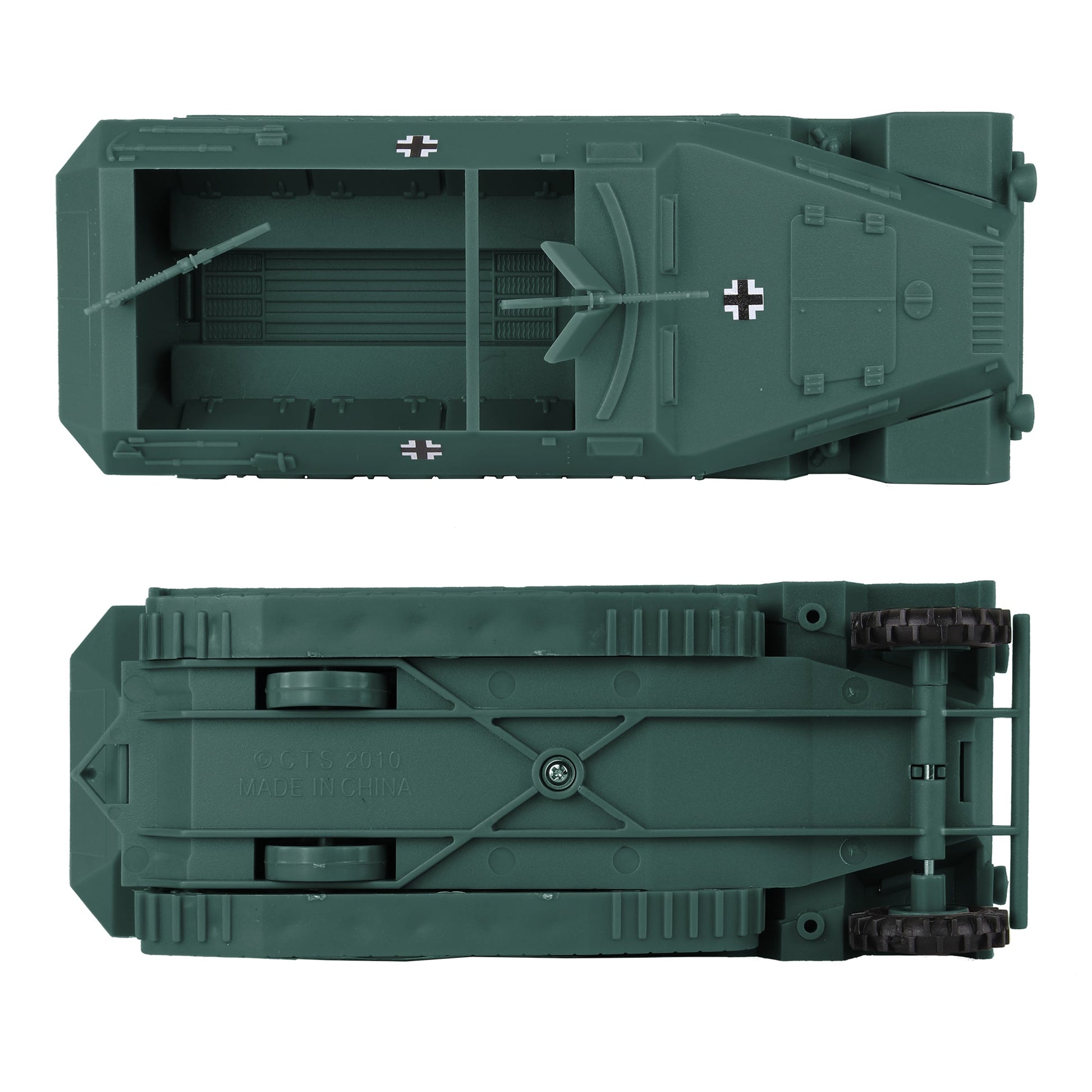 BMC Toys Classic Toy Soldiers WW2 Tank German Panzer Tank Forest-Green Color Top Bottom