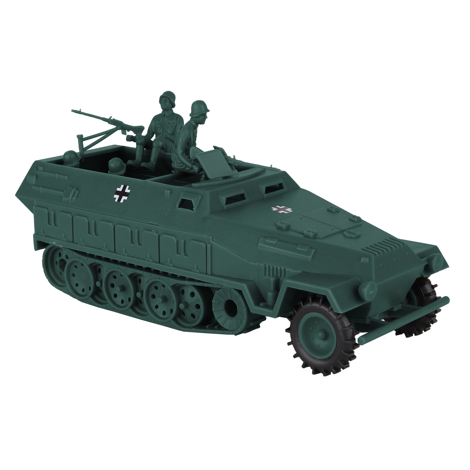 BMC Toys Classic Toy Soldiers WW2 German Halftrack Hanomag Vehicle Forest-Green Vignette