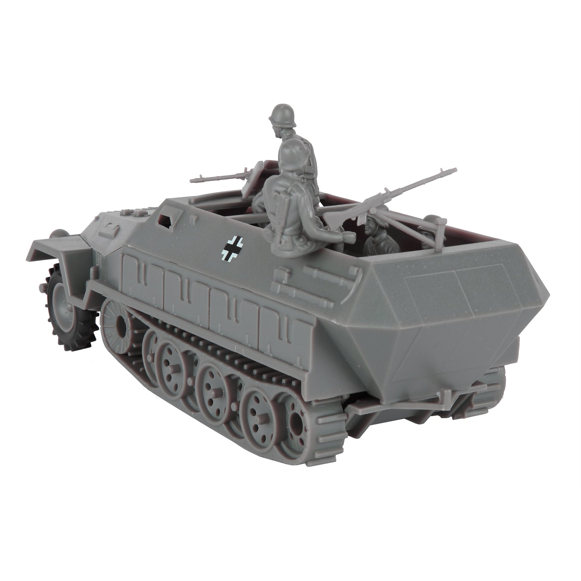 BMC Toys Classic Toy Soldiers WW2 German Halftrack Hanomag Vehicle Gray Color Reverse Vignette