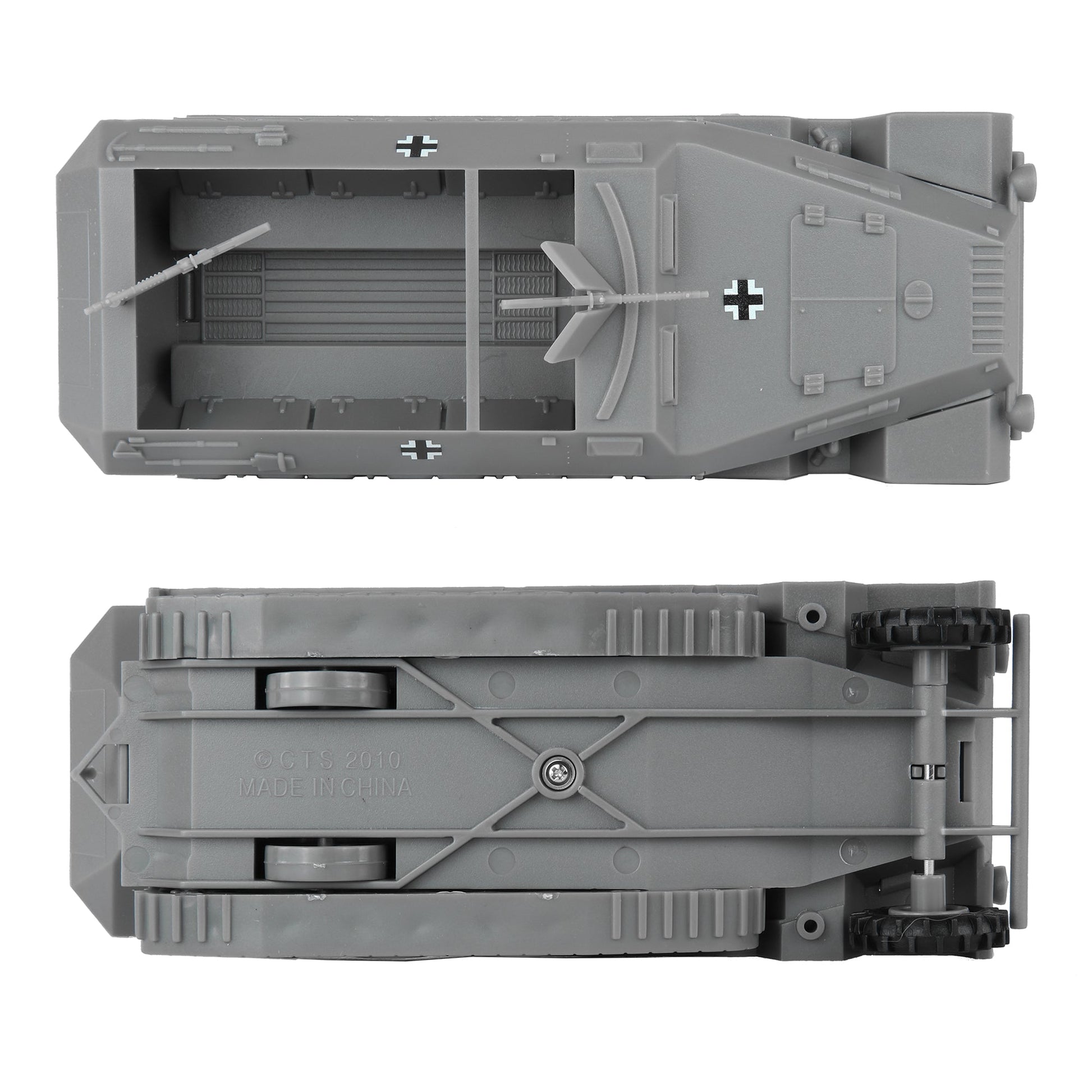 BMC Toys Classic Toy Soldiers WW2 German Halftrack Hanomag Vehicle Gray Color Top & Bottom