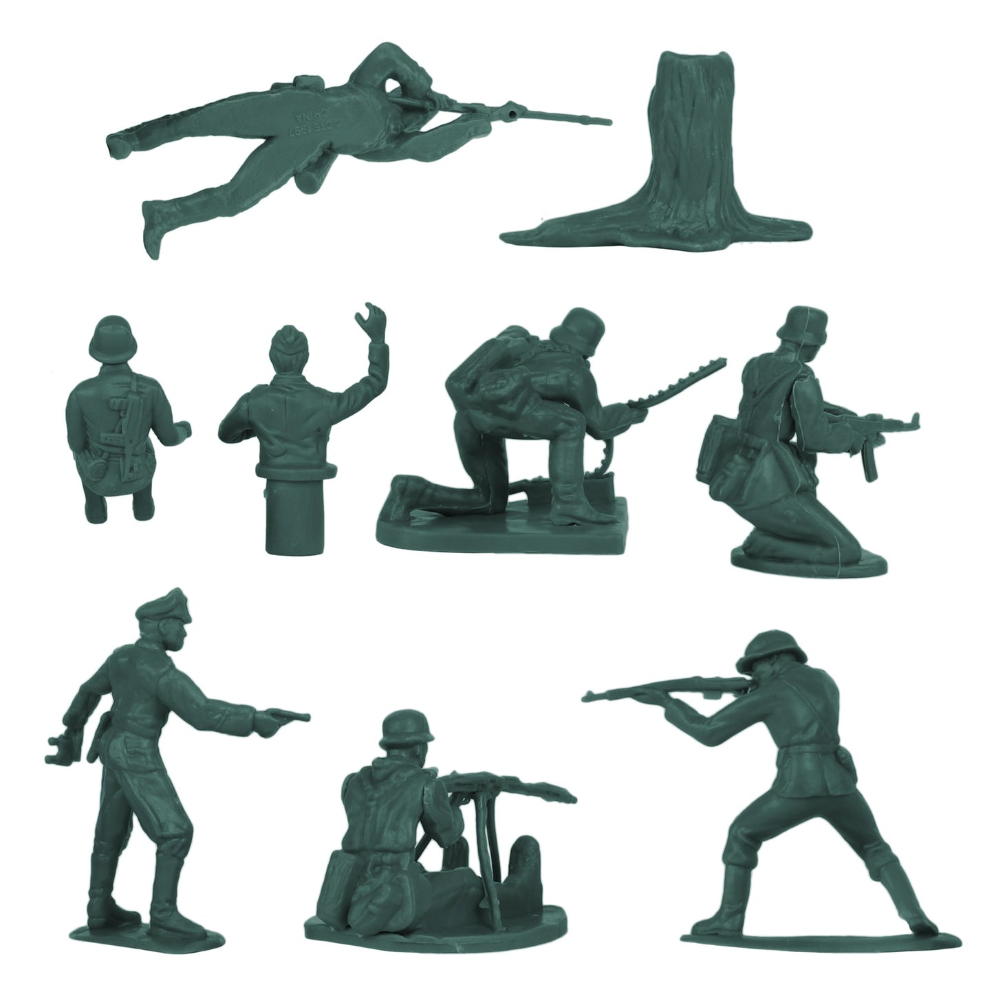 BMC Toys Classic Toy Soldiers WW2 German Infantry Figures Forest-Green Back Close Up