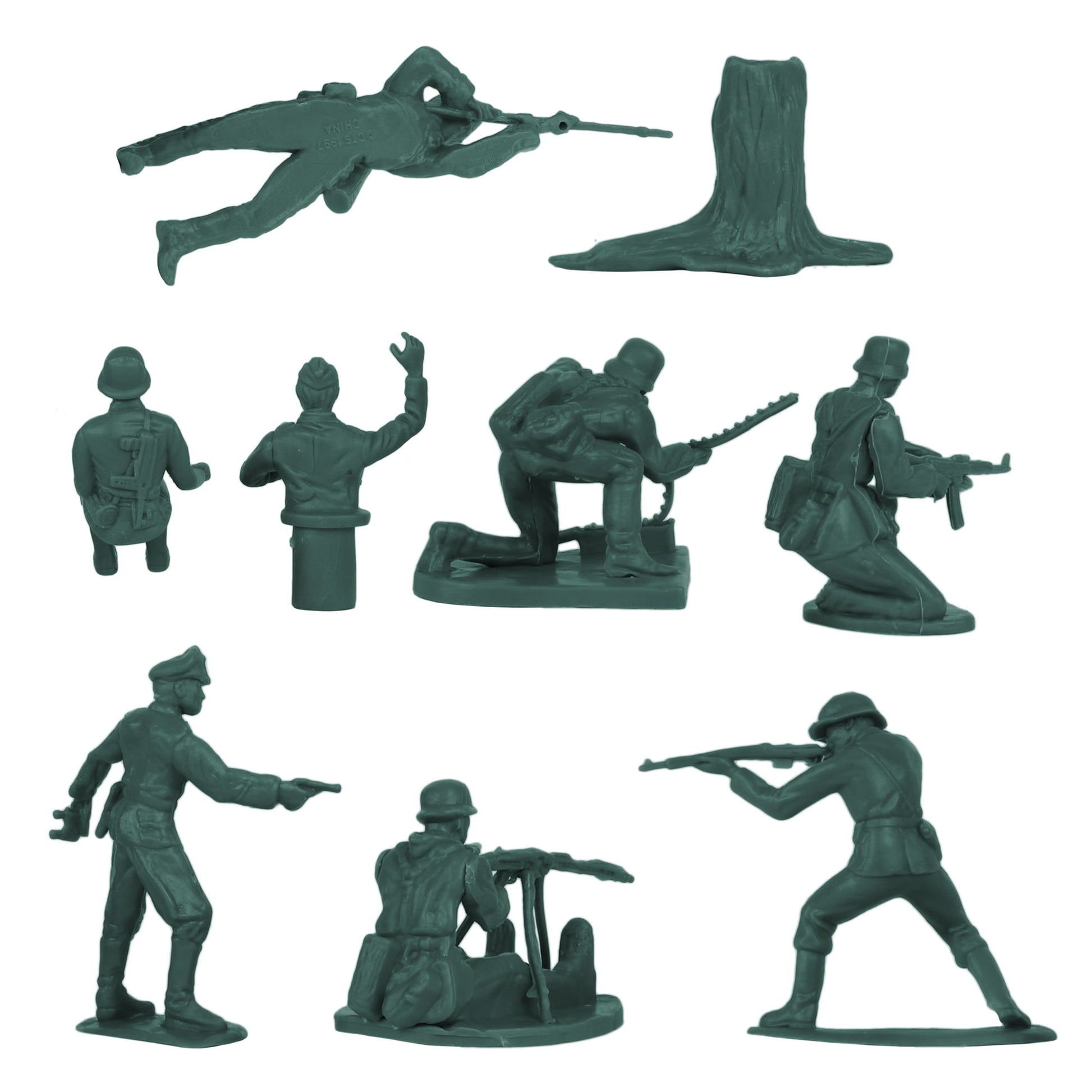 BMC Toys Classic Toy Soldiers WW2 German Infantry Figures Forest-Green Back Close Up