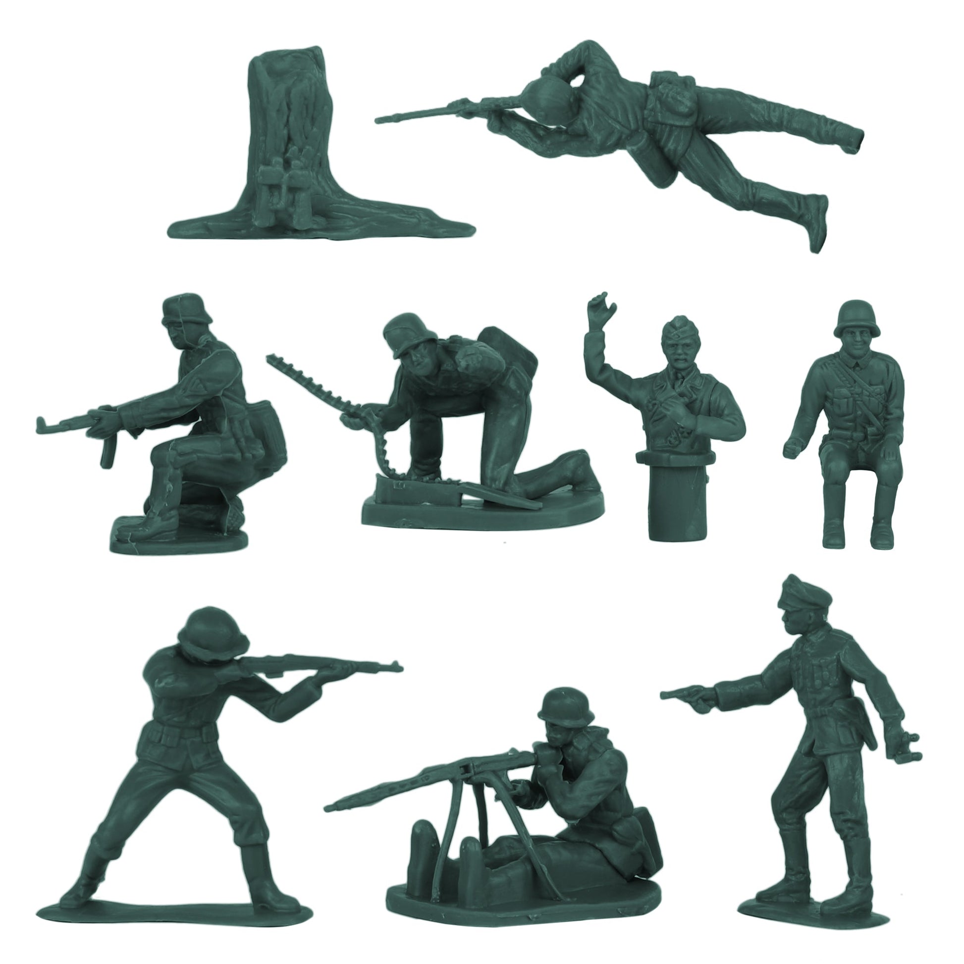 BMC Toys Classic Toy Soldiers WW2 German Infantry Figures Forest-Green Close Up