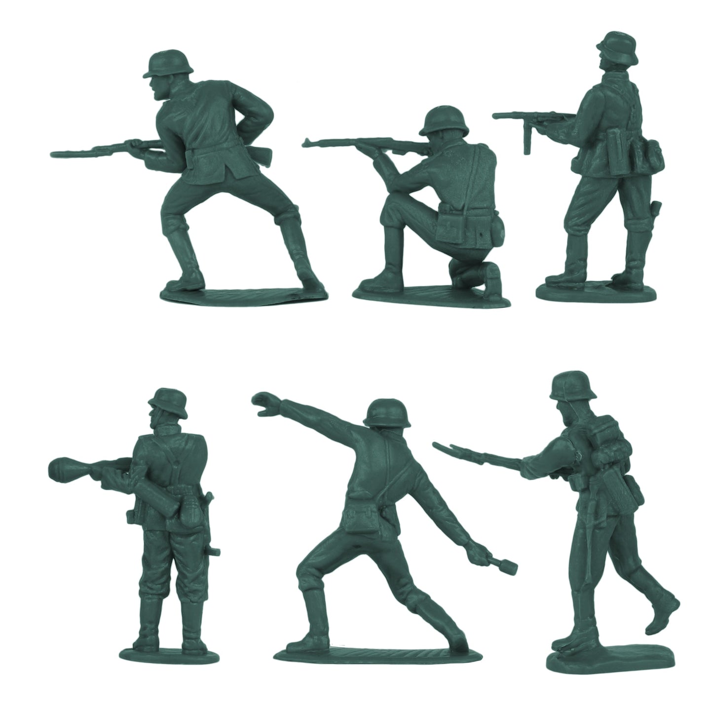 BMC Toys Classic Toy Soldiers WW2 German Infantry Figures Forest-Green Back Close Up