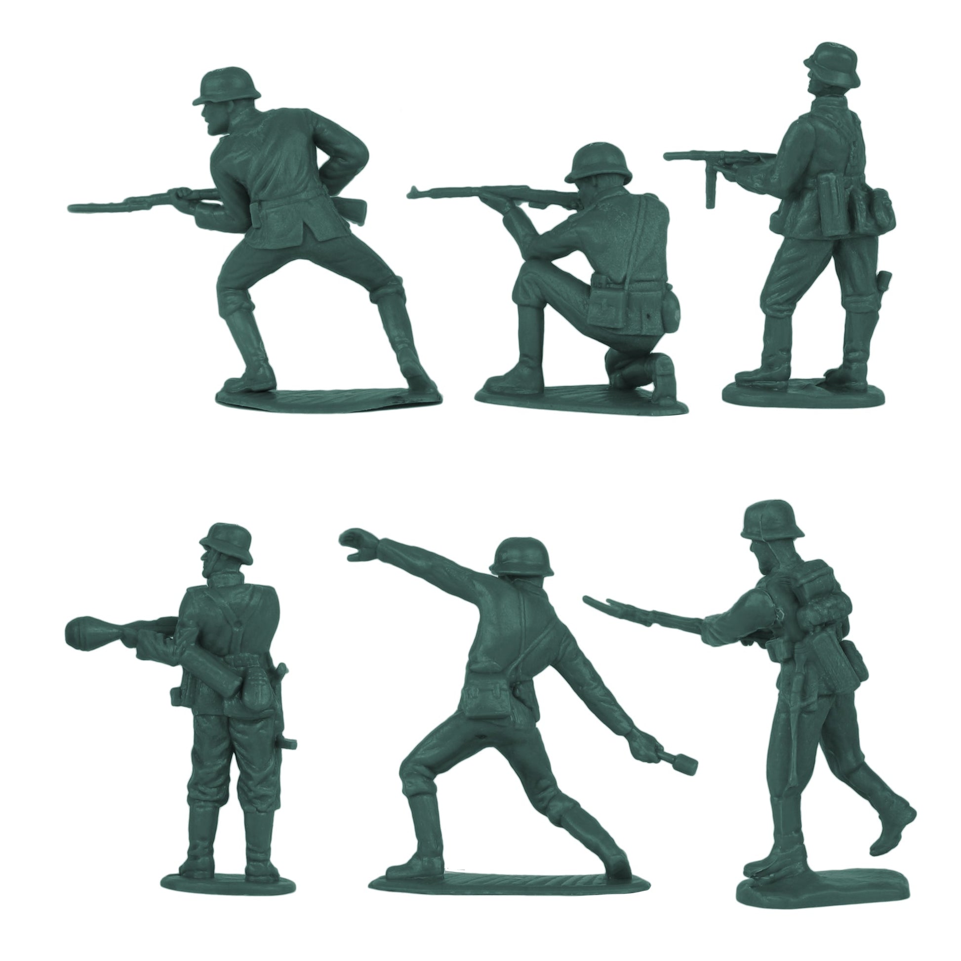 BMC Toys Classic Toy Soldiers WW2 German Infantry Figures Forest-Green Back Close Up