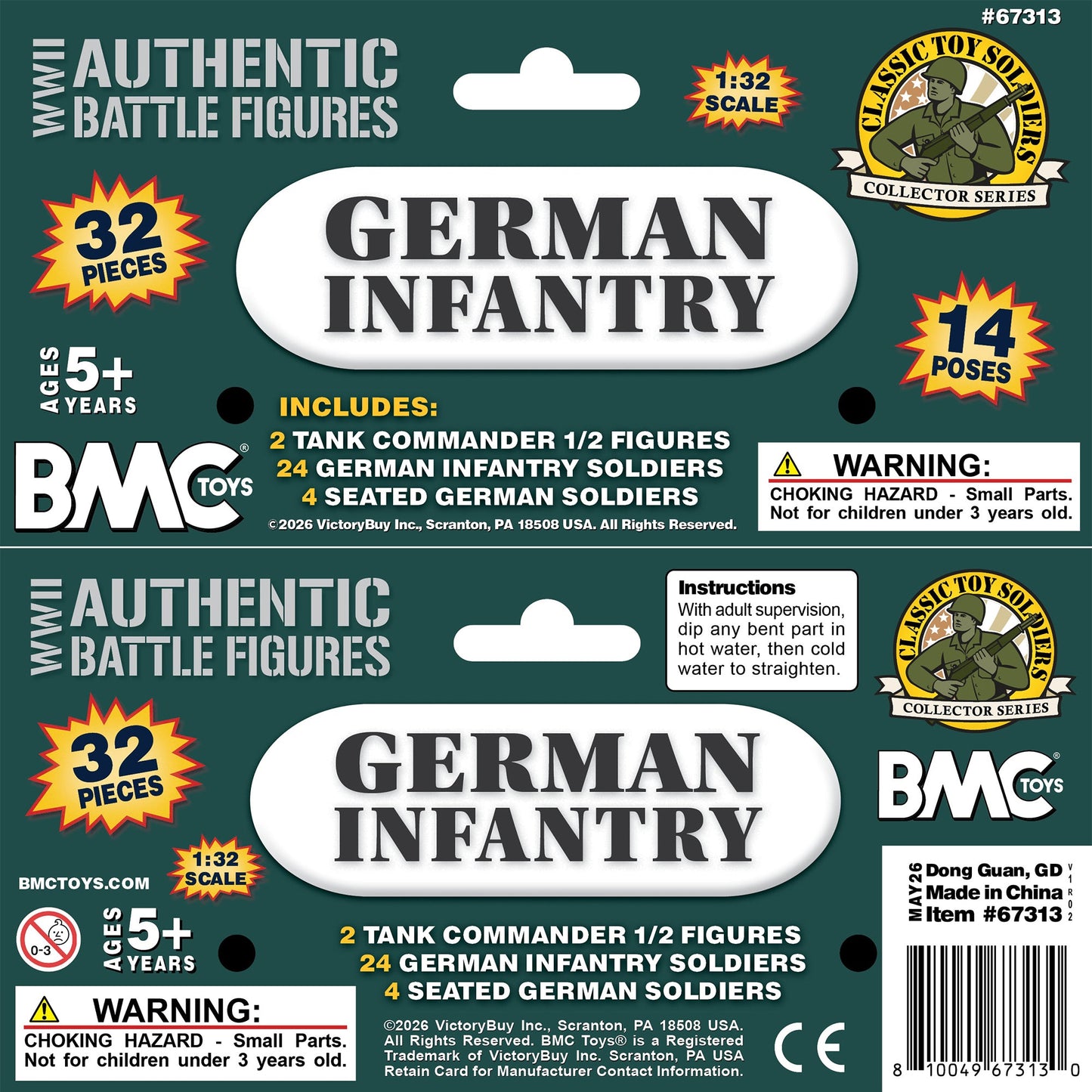 BMC Toys Classic Toy Soldiers WW2 German Infantry Figures Forest-Green Color Header Card Art