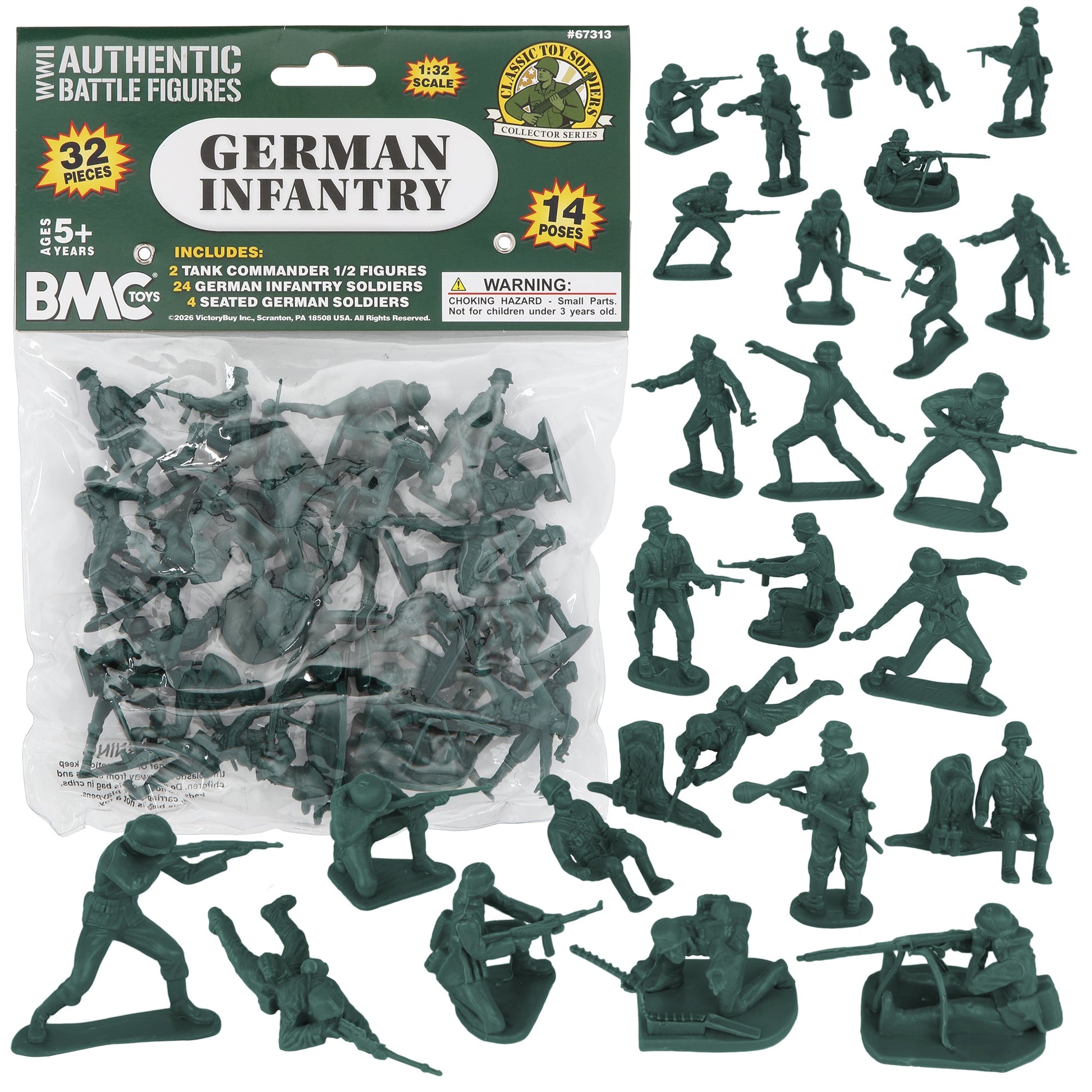 BMC Toys Classic Toy Soldiers WW2 German Infantry Figures Forest-Green Main Image