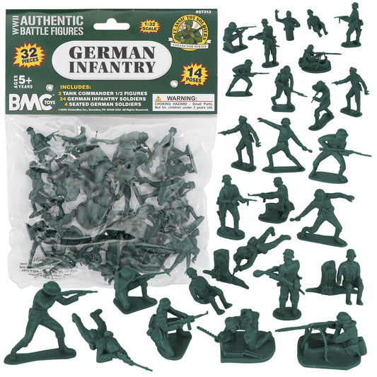 BMC Toys Classic Toy Soldiers WW2 German Infantry Figures Forest-Green Main Image