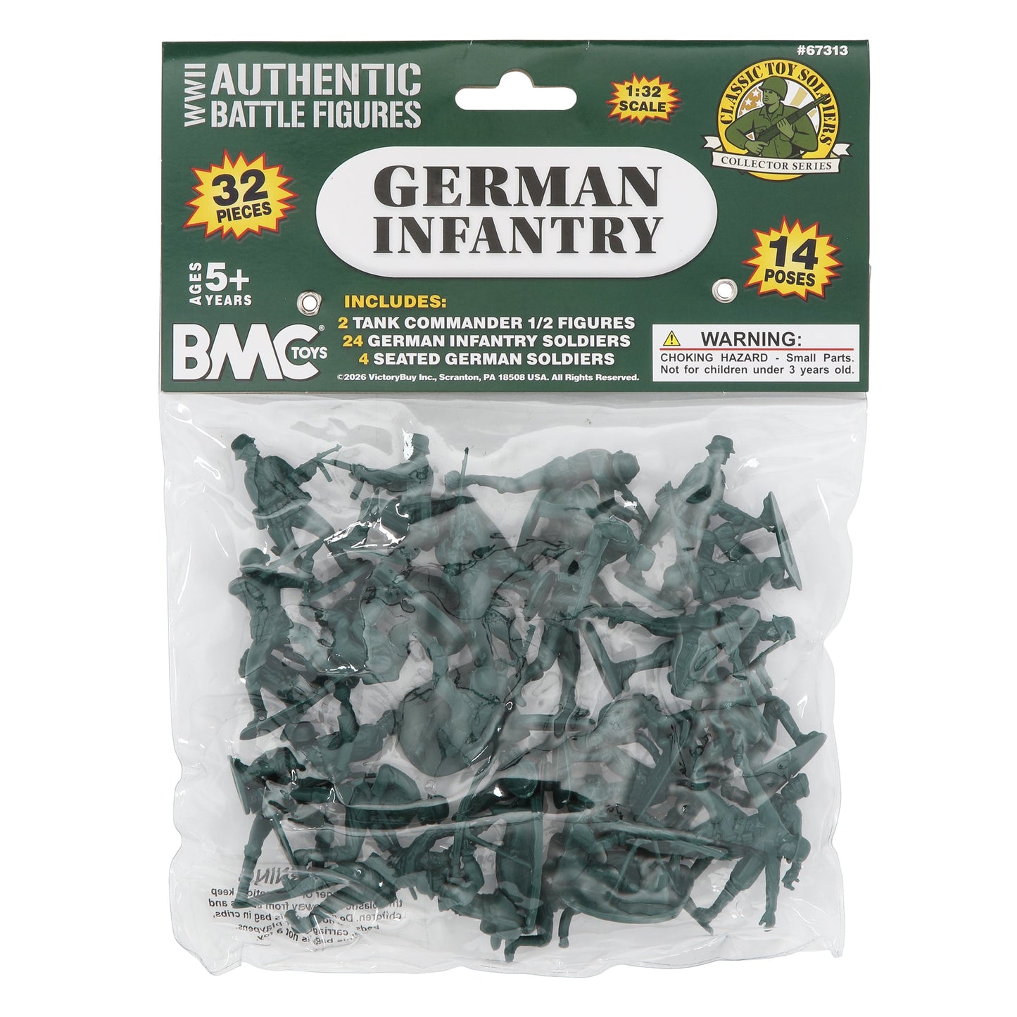 BMC Toys Classic Toy Soldiers WW2 German Infantry Figures Forest-Green Package