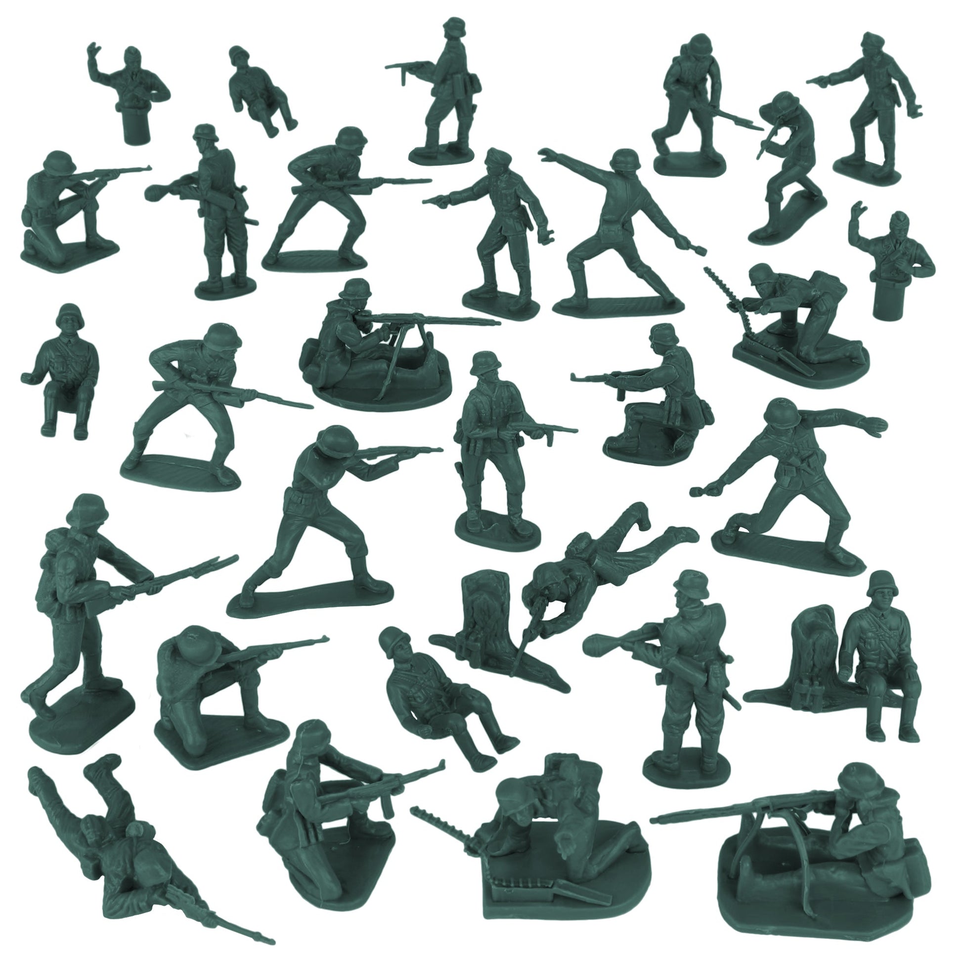 BMC Toys Classic Toy Soldiers WW2 German Infantry Figures Forest-Green Vignette