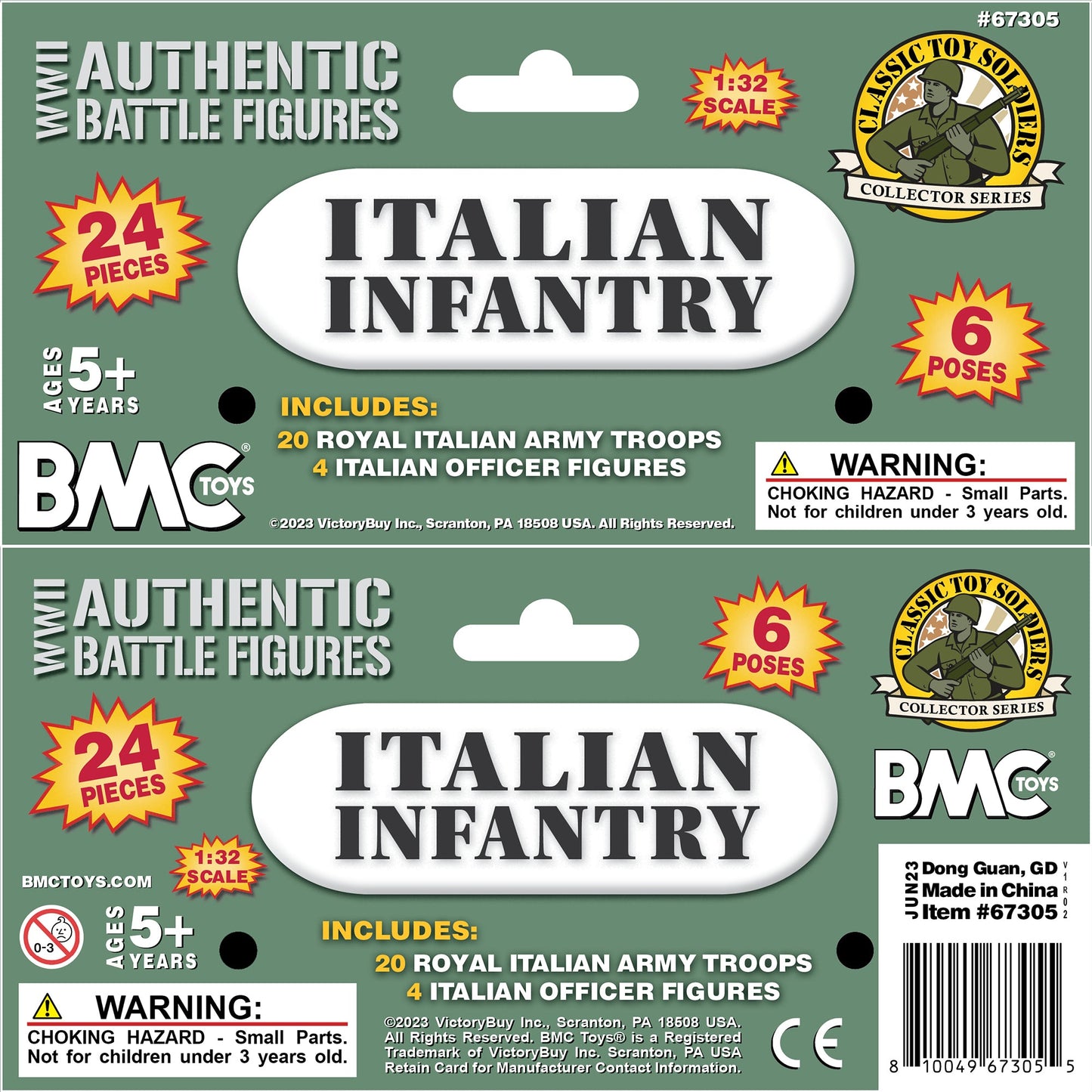 BMC Toys Classic Toy Soldiers WW2 Italian Figures Gray-Green Header Card Art