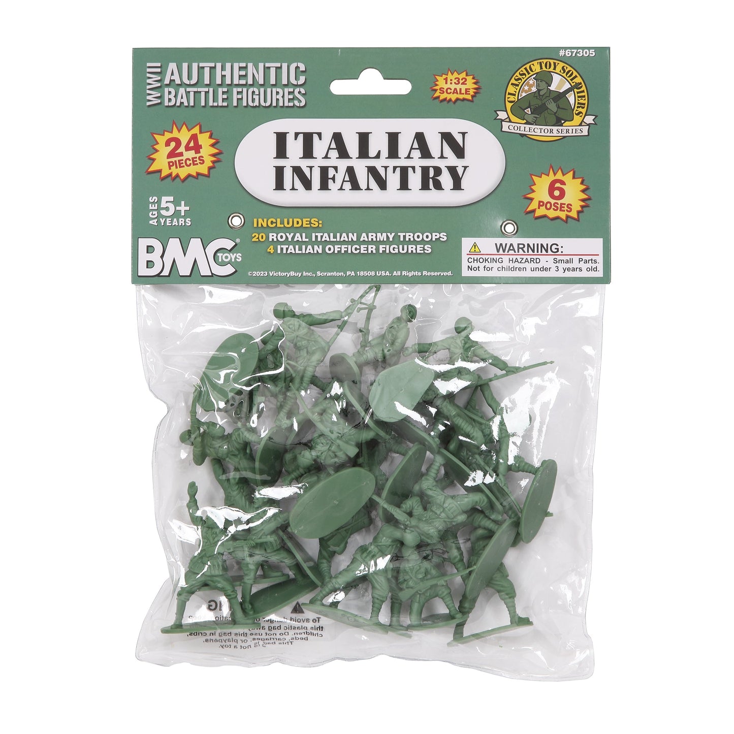 BMC Toys Classic Toy Soldiers WW2 Italian Figures Gray-Green Package