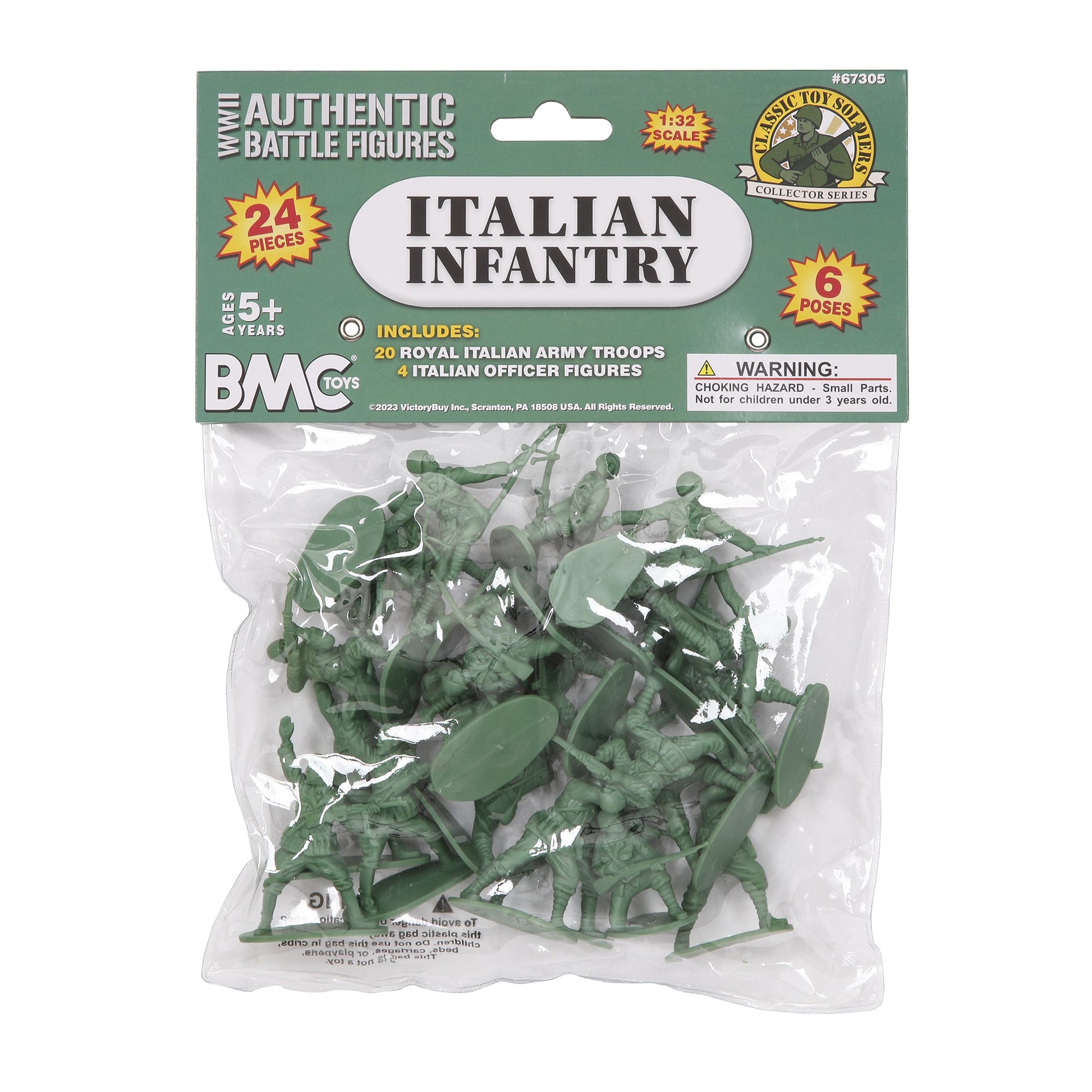 BMC Toys Classic Toy Soldiers WW2 Italian Figures Gray-Green Package