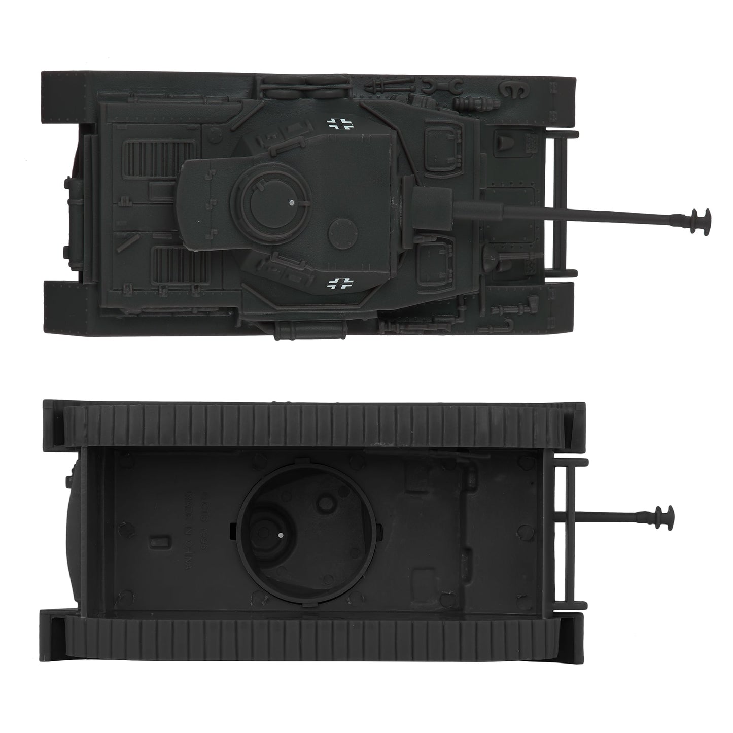 BMC Toys Classic Toy Soldiers WW2 Tank German Panzer Tank Dark Gray Top Bottom