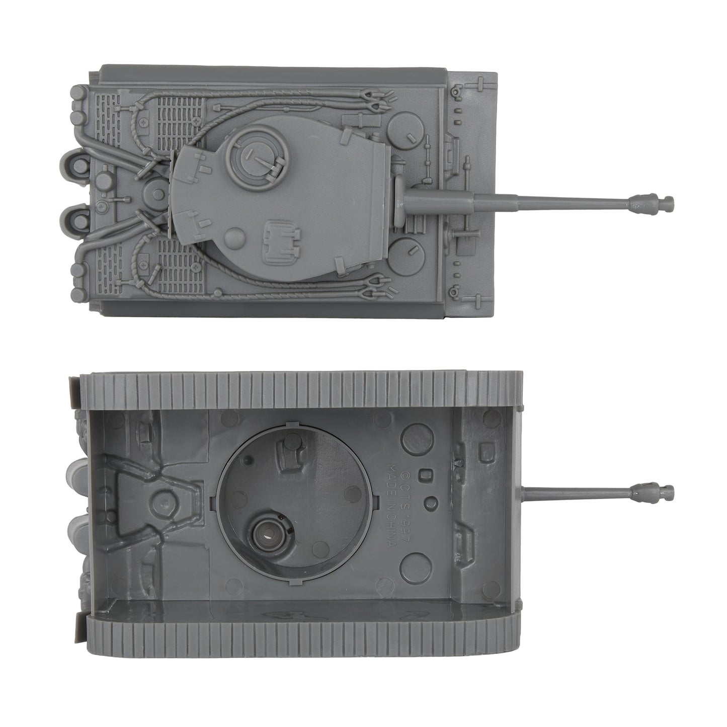 BMC Toys Classic Toy Soldiers WW2 Tank German Tiger Tank Gray Top Bottom View