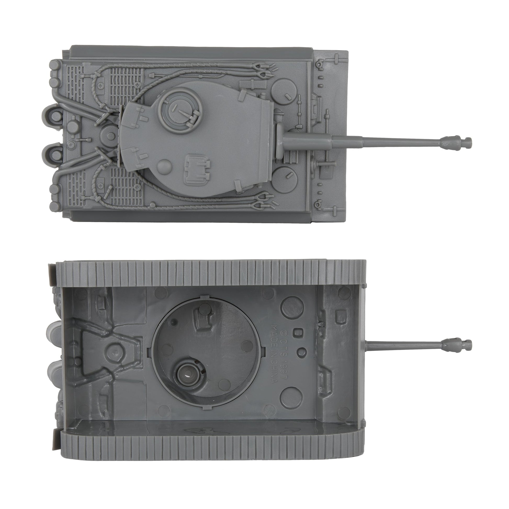 BMC Toys Classic Toy Soldiers WW2 Tank German Tiger Tank Gray Top Bottom View