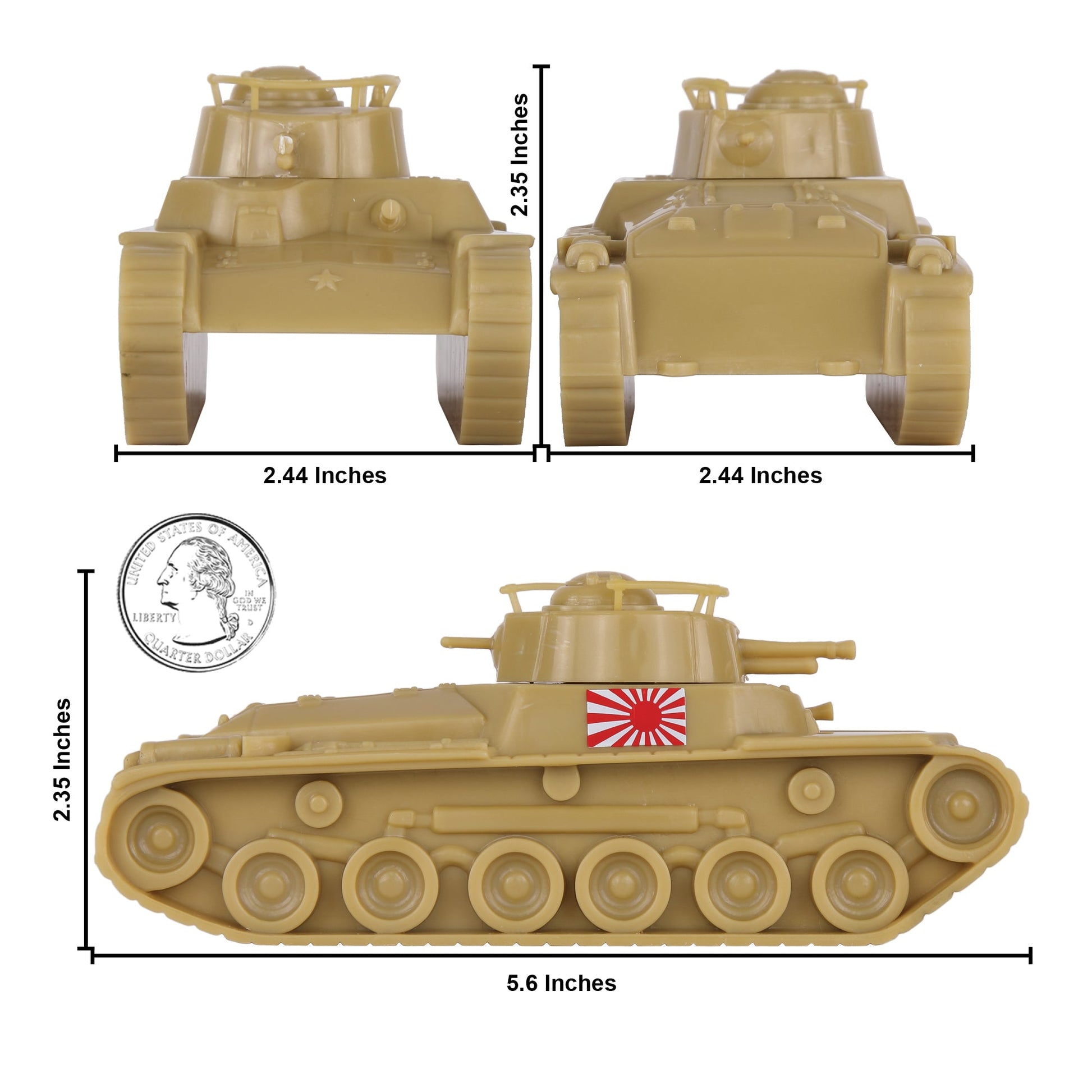 BMC Toys Classic Toy Soldiers WW2 Tank Japan Chi Ha Tank Tan Scale