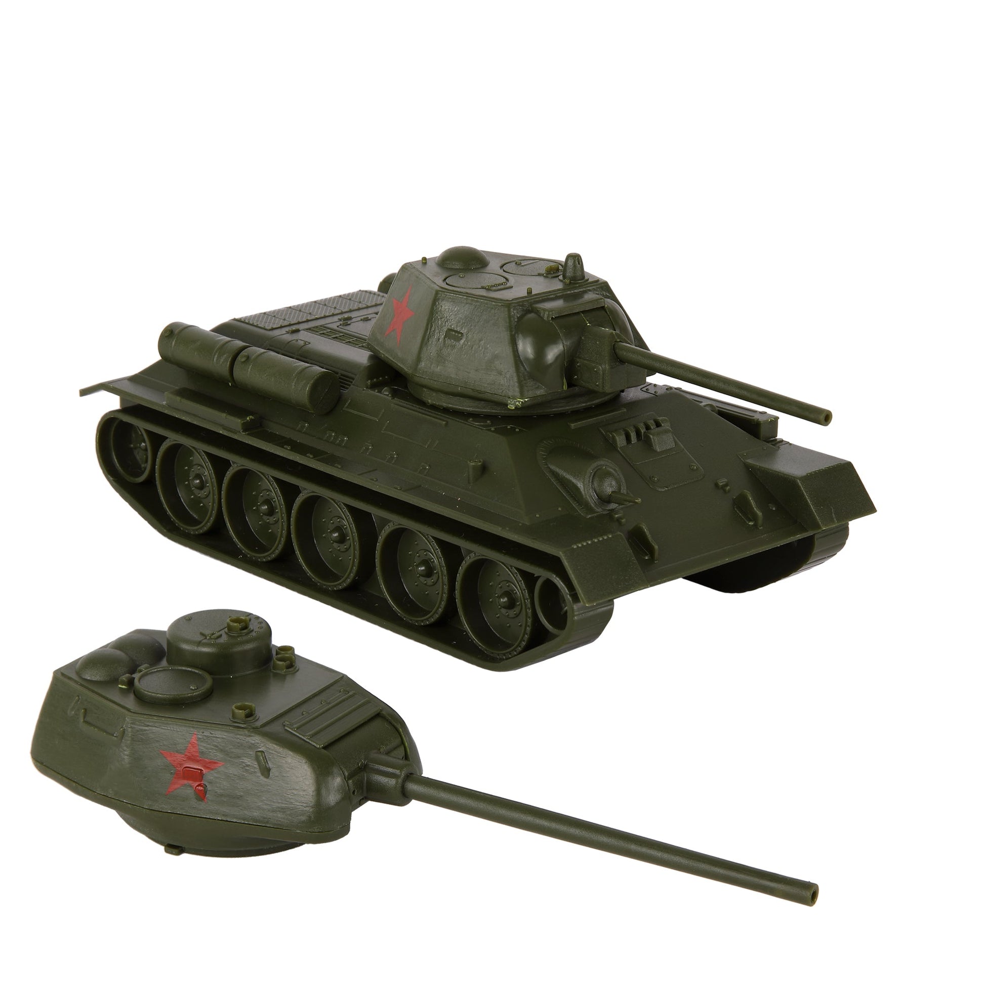 BMC Toys Classic Toy Soldiers WW2 Tank USSR T34 TankShort Barrel Olive Green Vignette