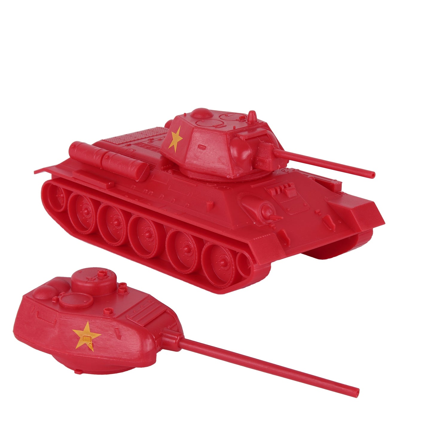 BMC Toys Classic Toy Soldiers WW2 Tank USSR T34 Tank Short Barrel Red Vignette