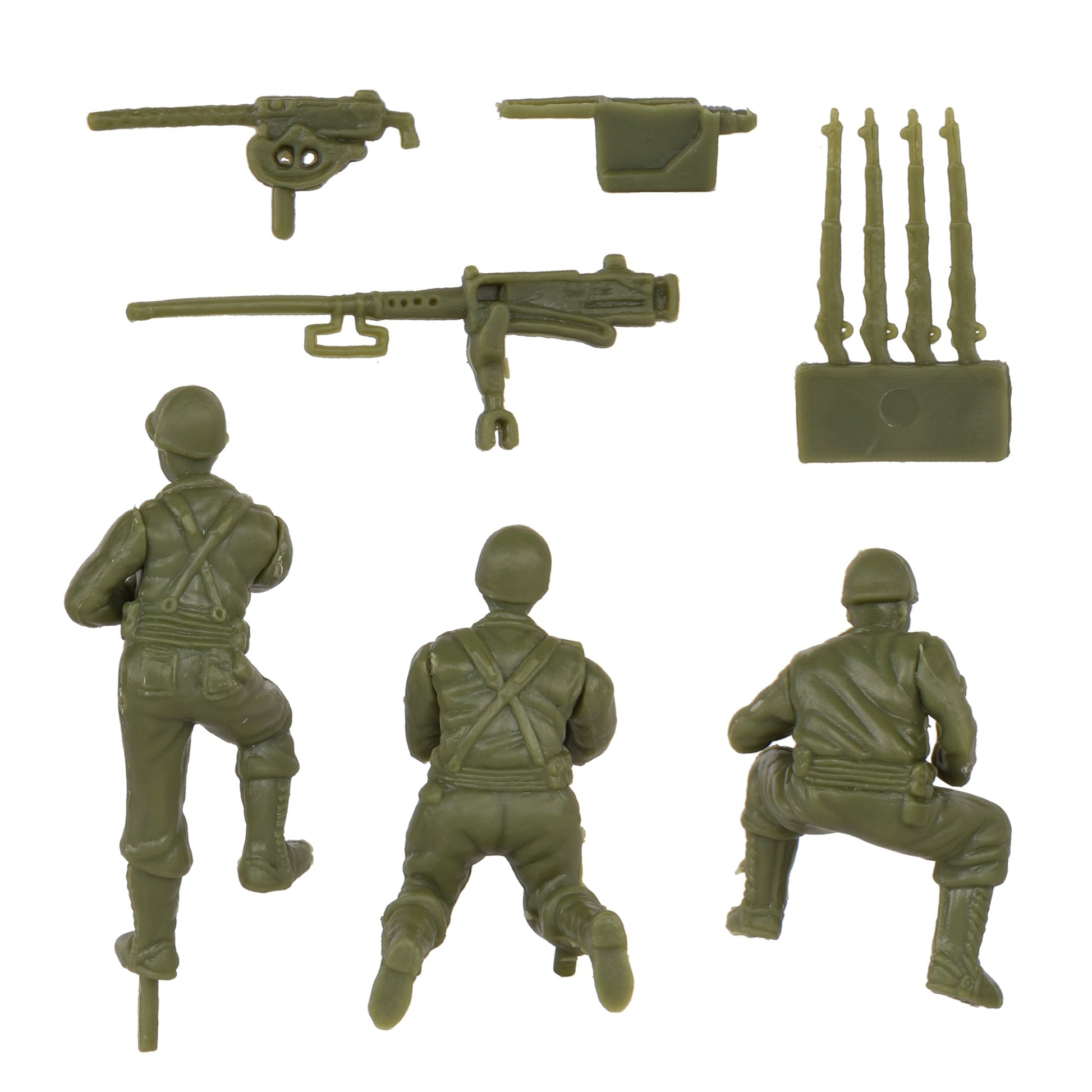 BMC Toys Classic Toy Soldiers WW2 United States M3 Halftrack Vehicle OD Green Figures Close Up  Back View