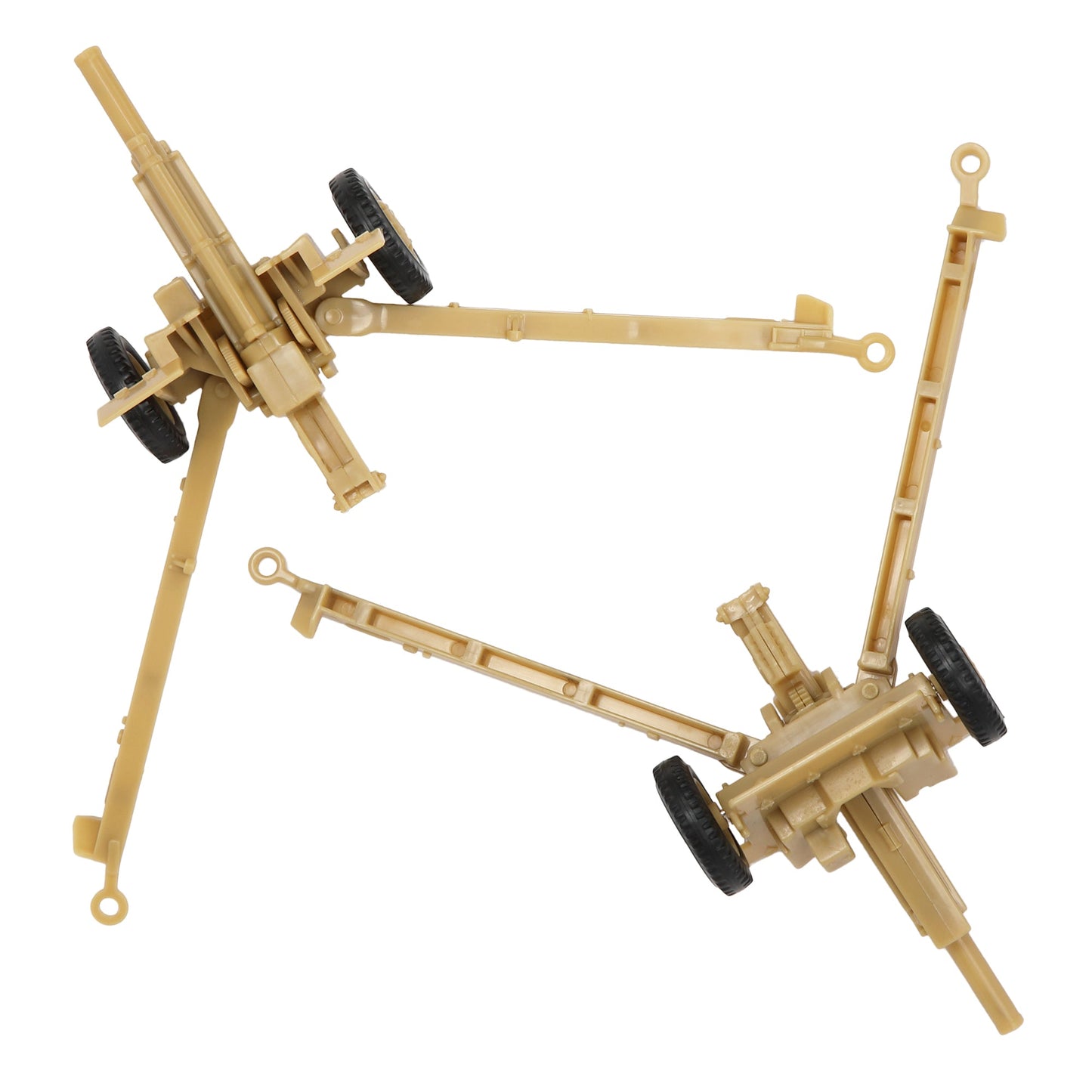 BMC Toys Classic Toy Soldiers WW2 US Short Barrel Howitzer Tan Top and Bottom Views